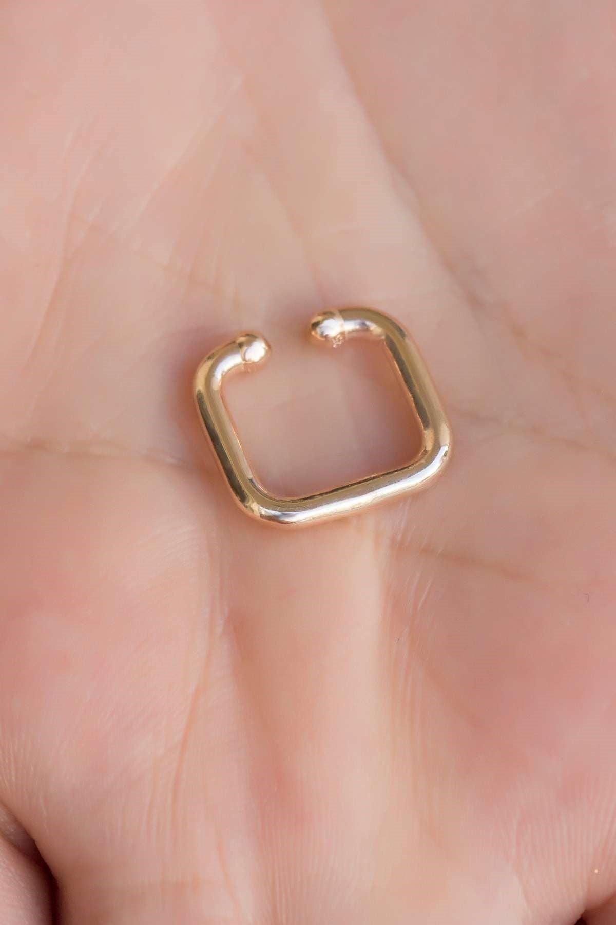 Silver Square Cartilage Earrings