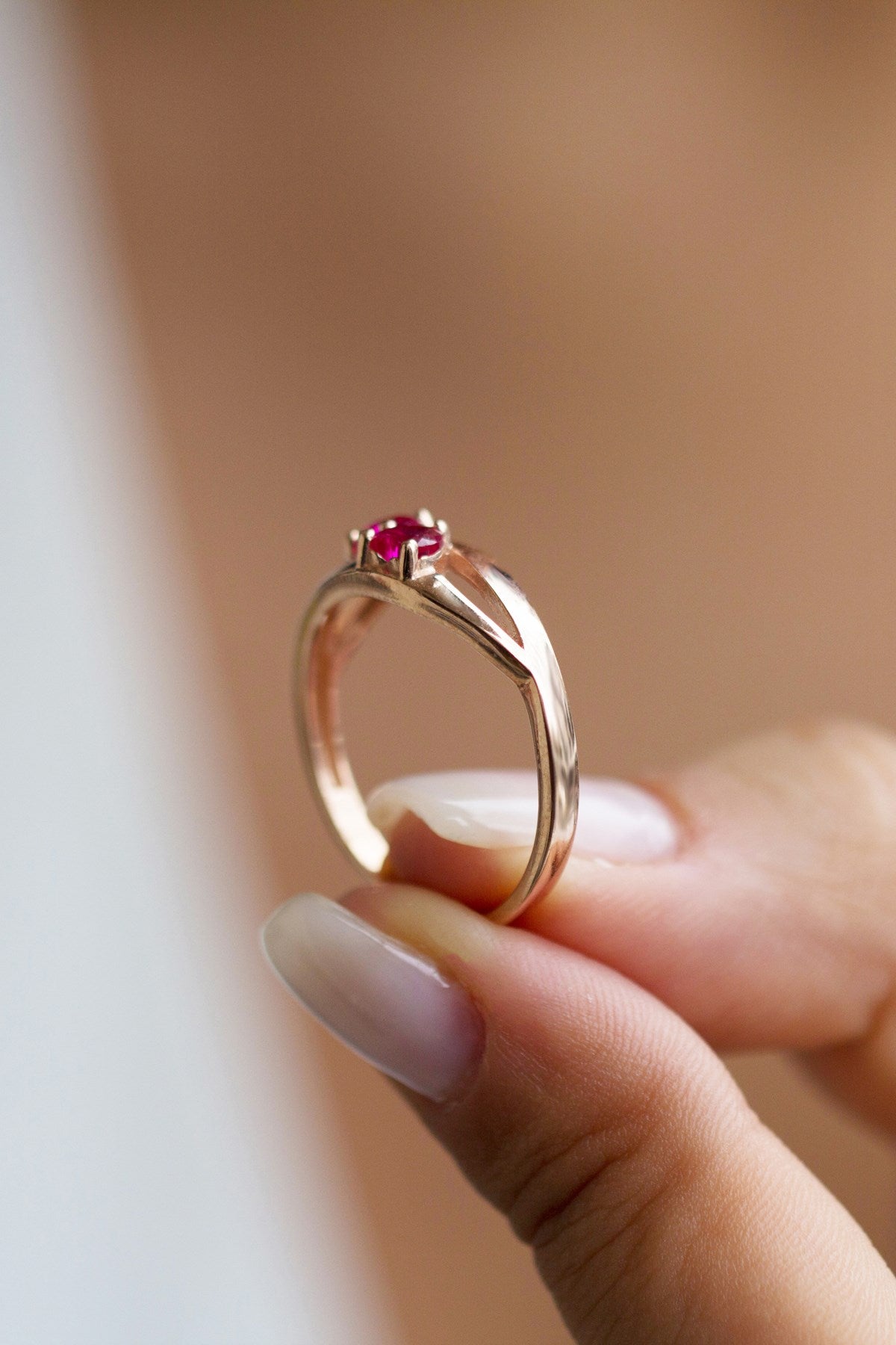 Silver Red Gemstone Ring