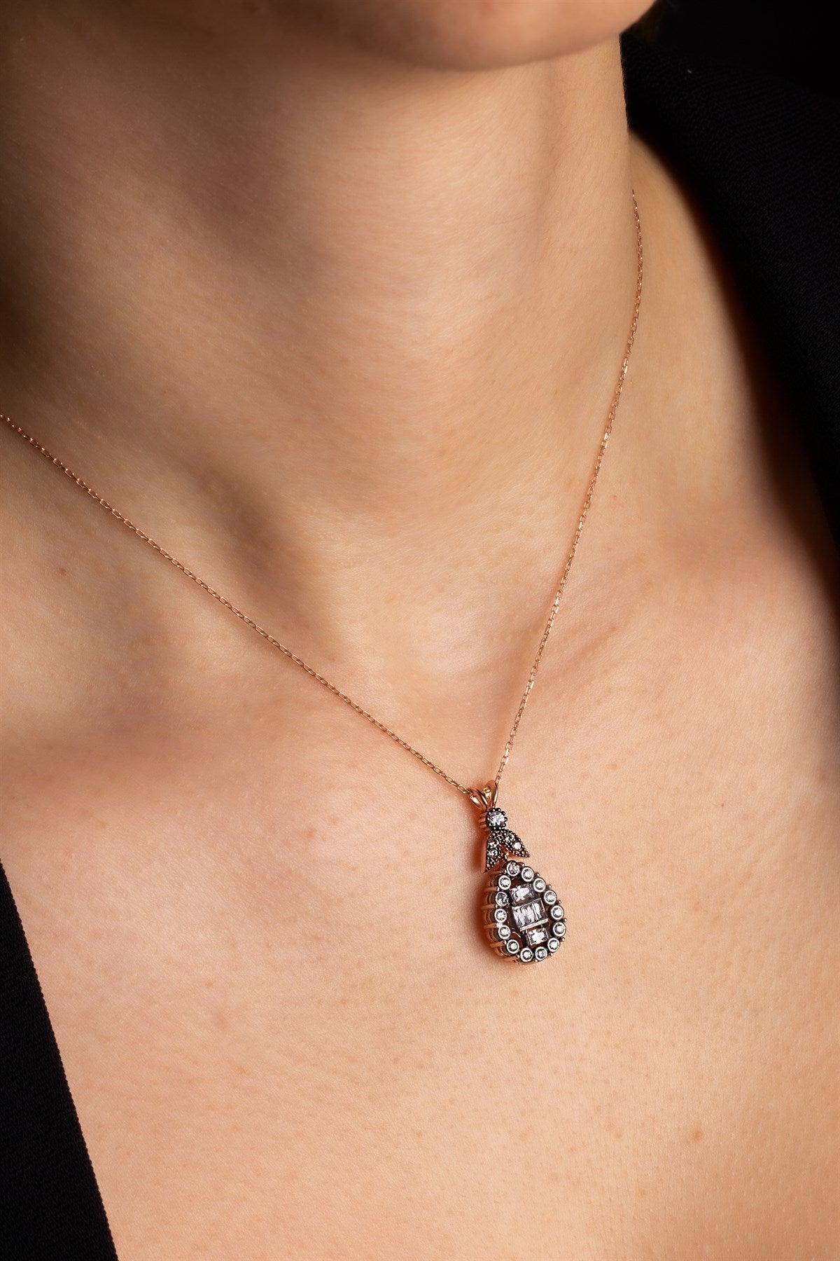 Silver Drop Gemstone Necklace