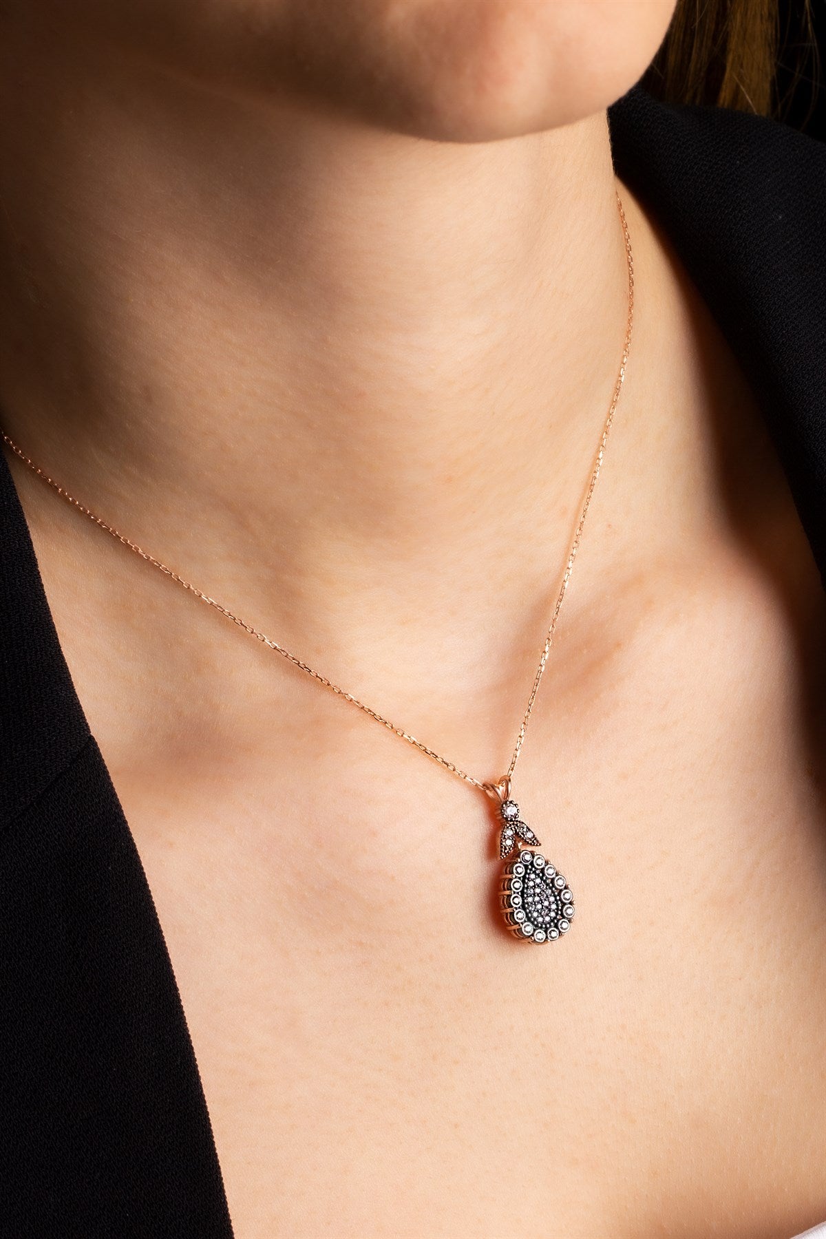 Silver Drop Gemstone Necklace