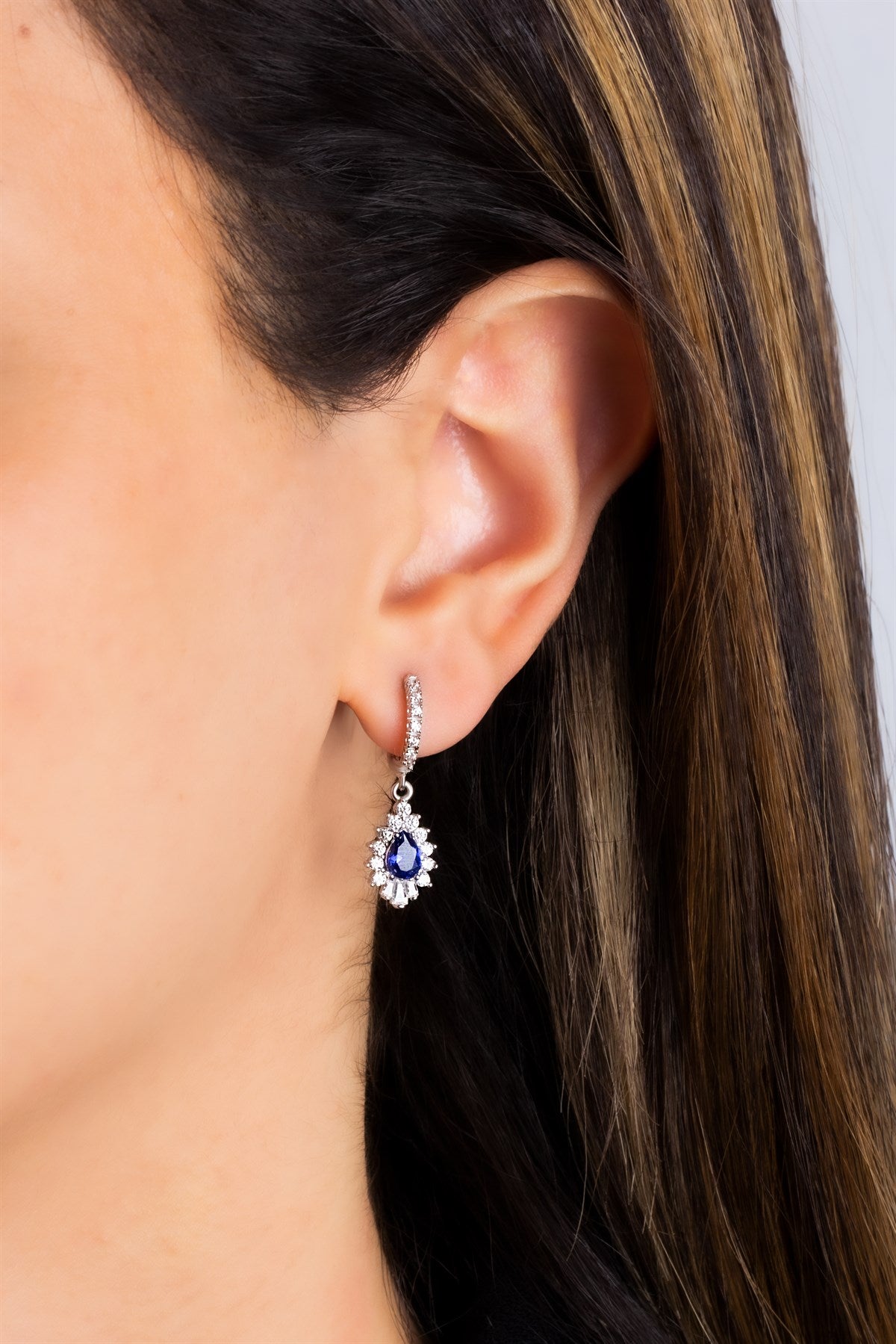 Silver Wobbly Sapphire Gemstone Drop Earrings
