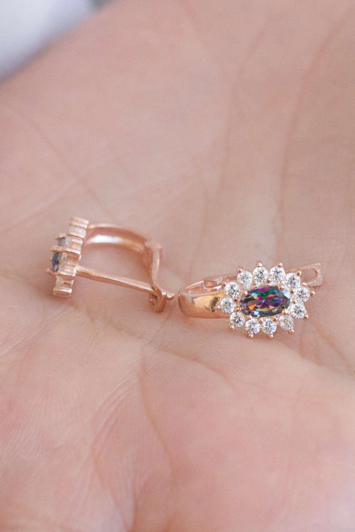 Silver Mystical Topaz Gemstone Earrings