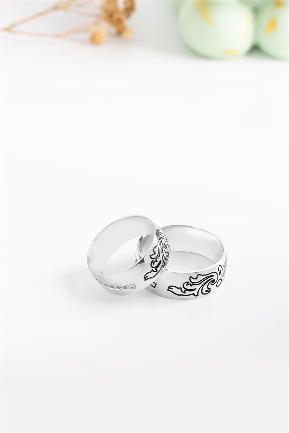 Alianza De Plata Con Motivo 8 mm