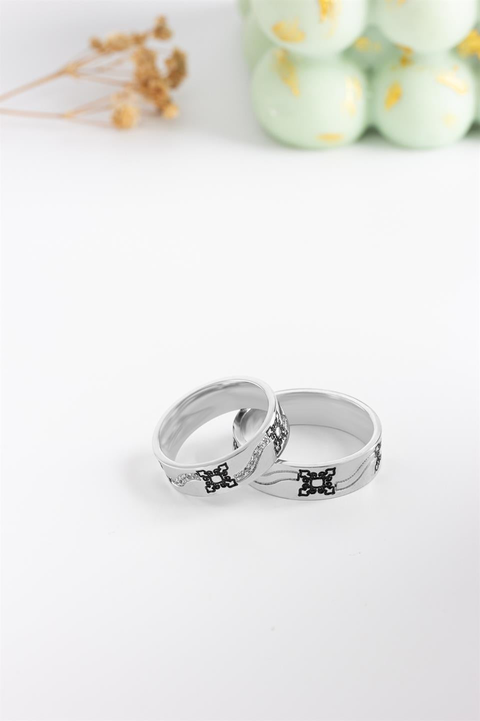 Alianza De Plata Con Motivo 6 mm