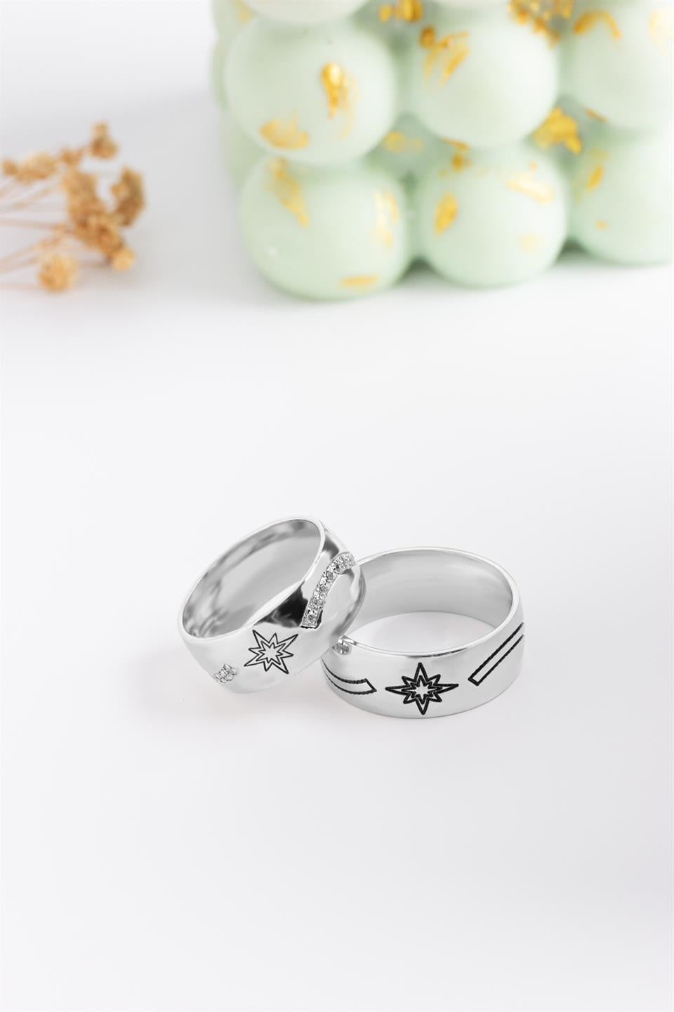 Alianza De Plata Con Motivo 8 mm