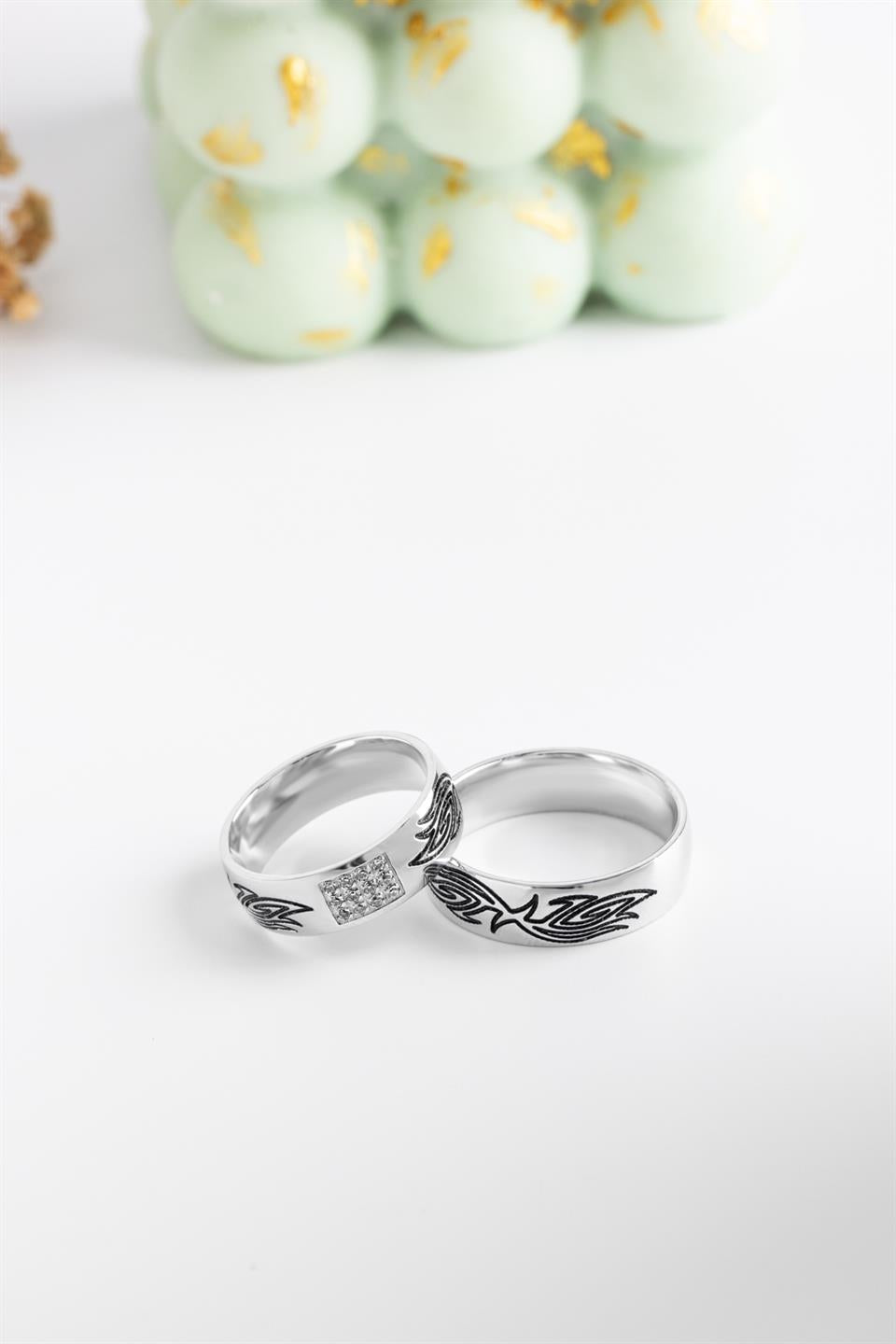 Alianza De Plata Con Motivo 6 mm