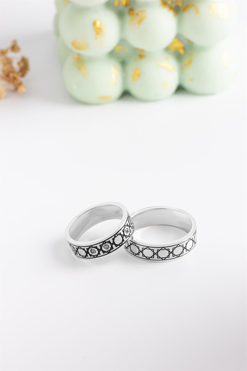 Alianza De Plata Con Motivo 6 mm