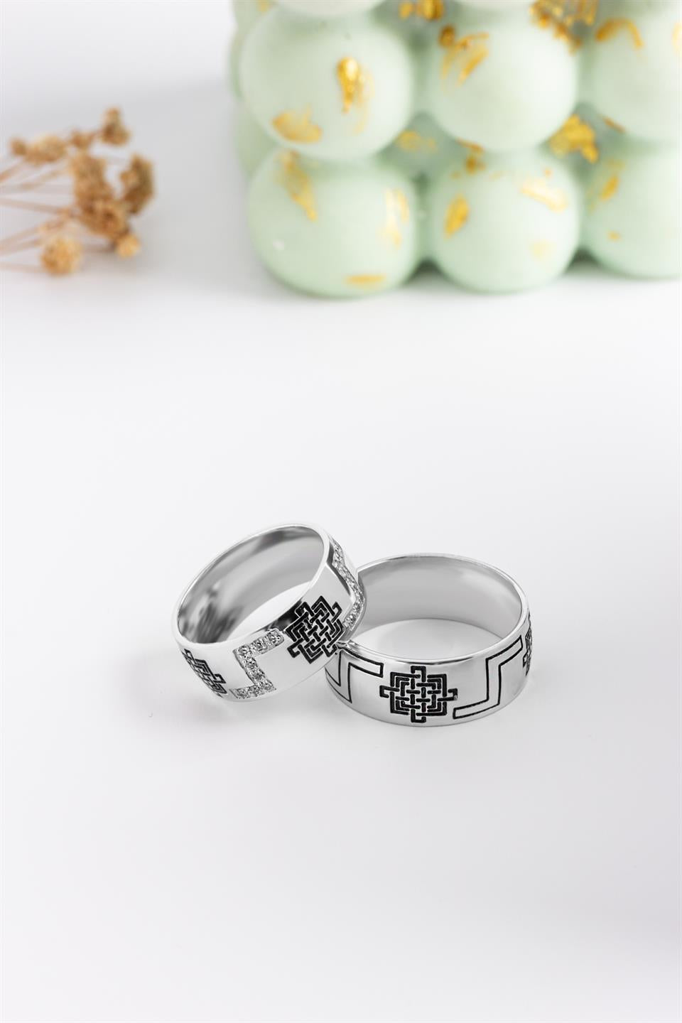 Alianza De Plata Con Motivo 8 mm