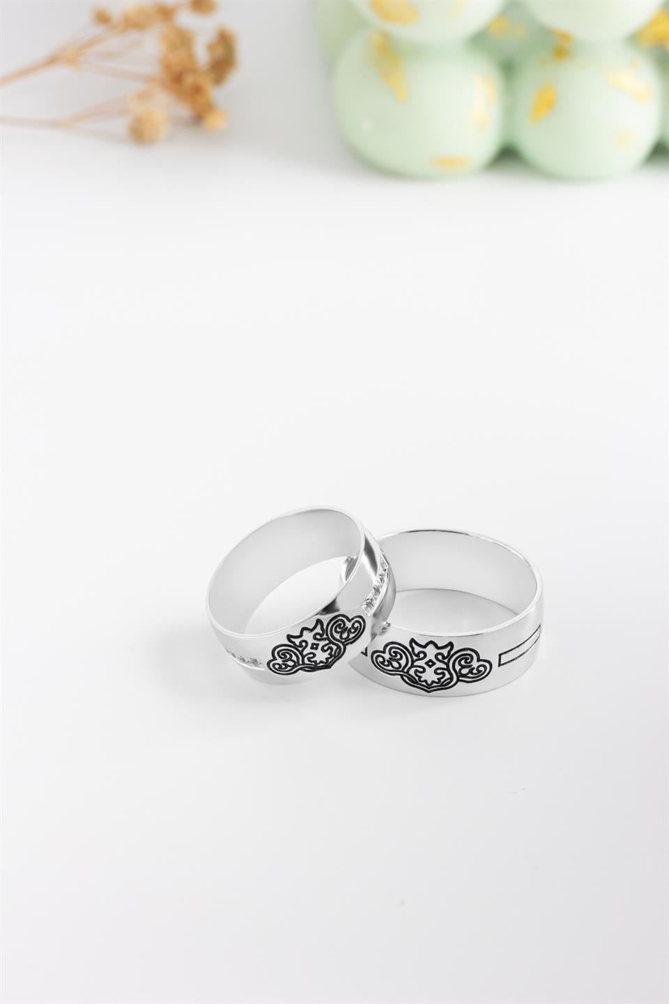 Alianza de plata con motivo de 7,5 mm