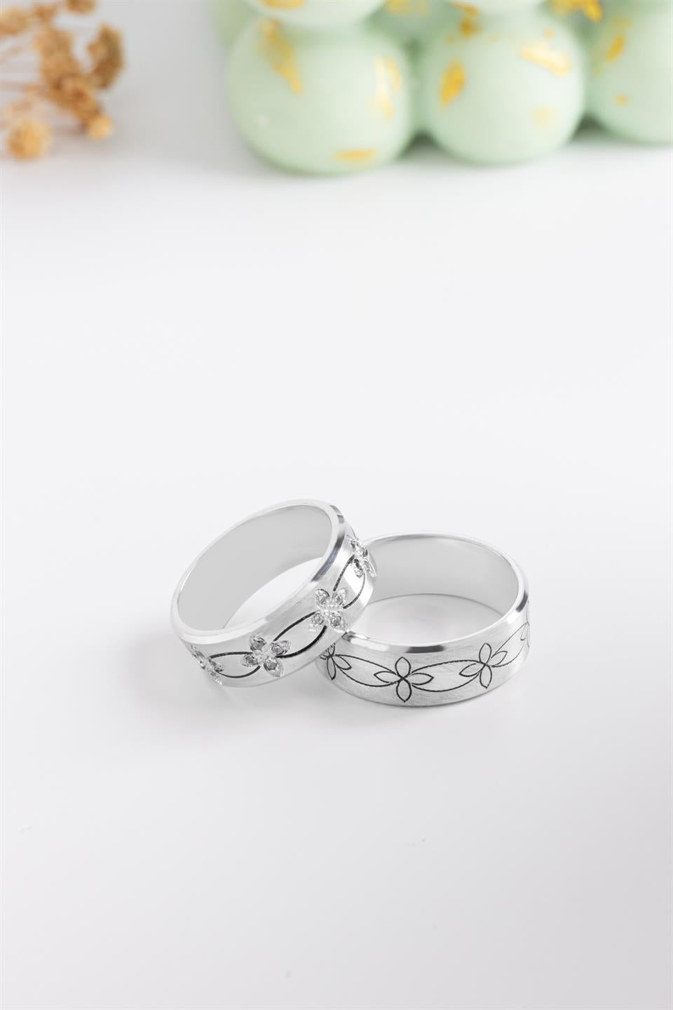 Alianza De Plata Con Motivo 7 mm