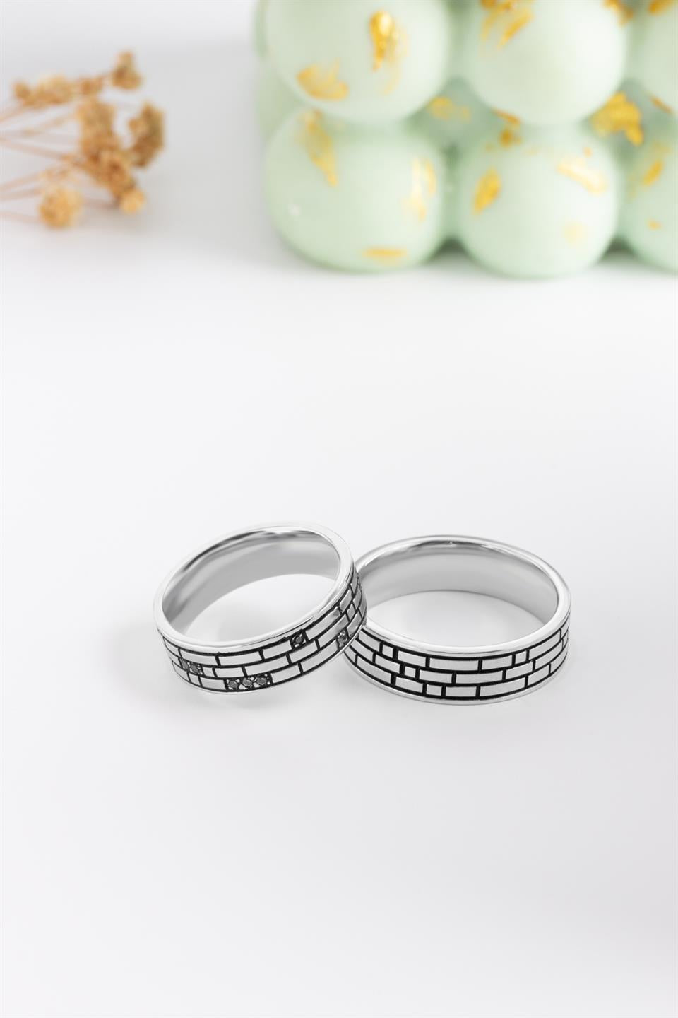 Alianza De Plata Con Motivo 6 mm