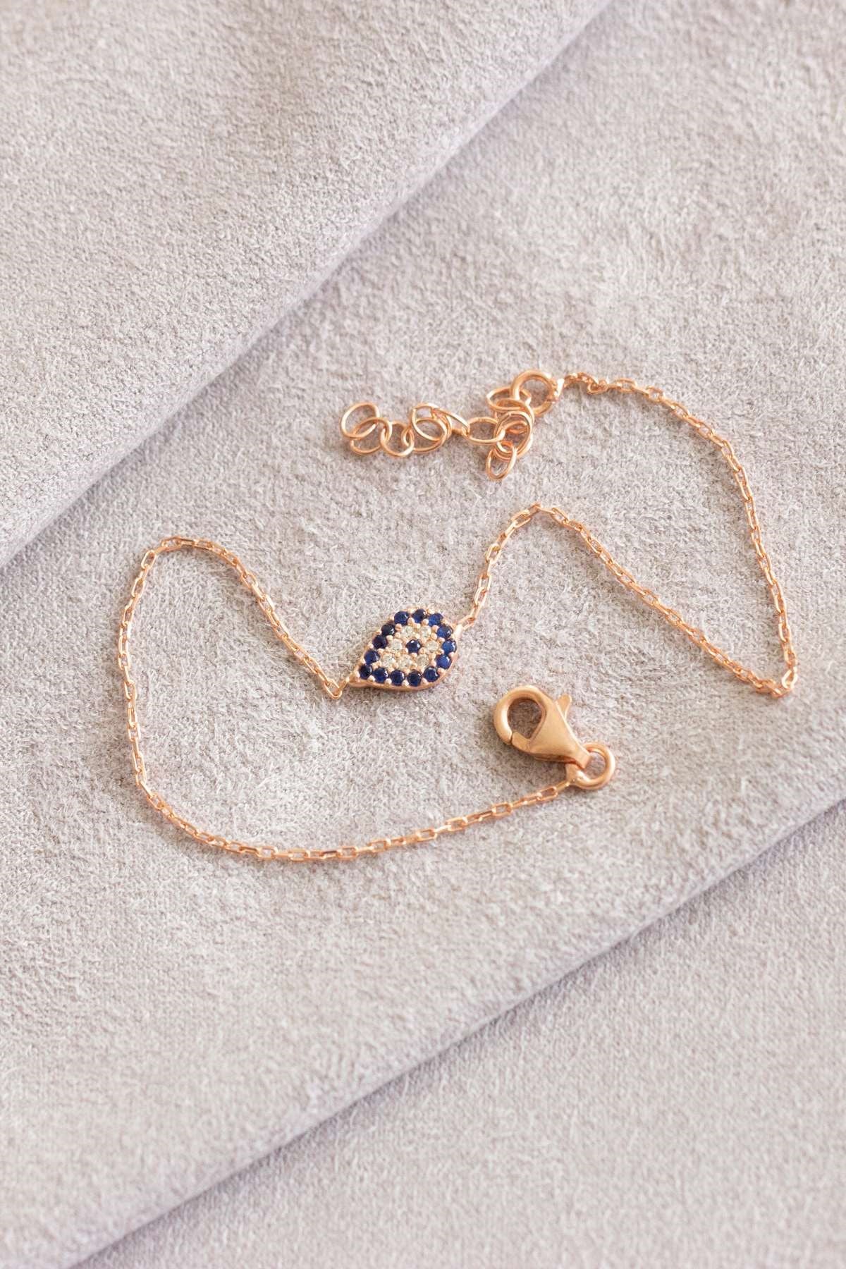 Silver Evil Eye Drop Bracelet