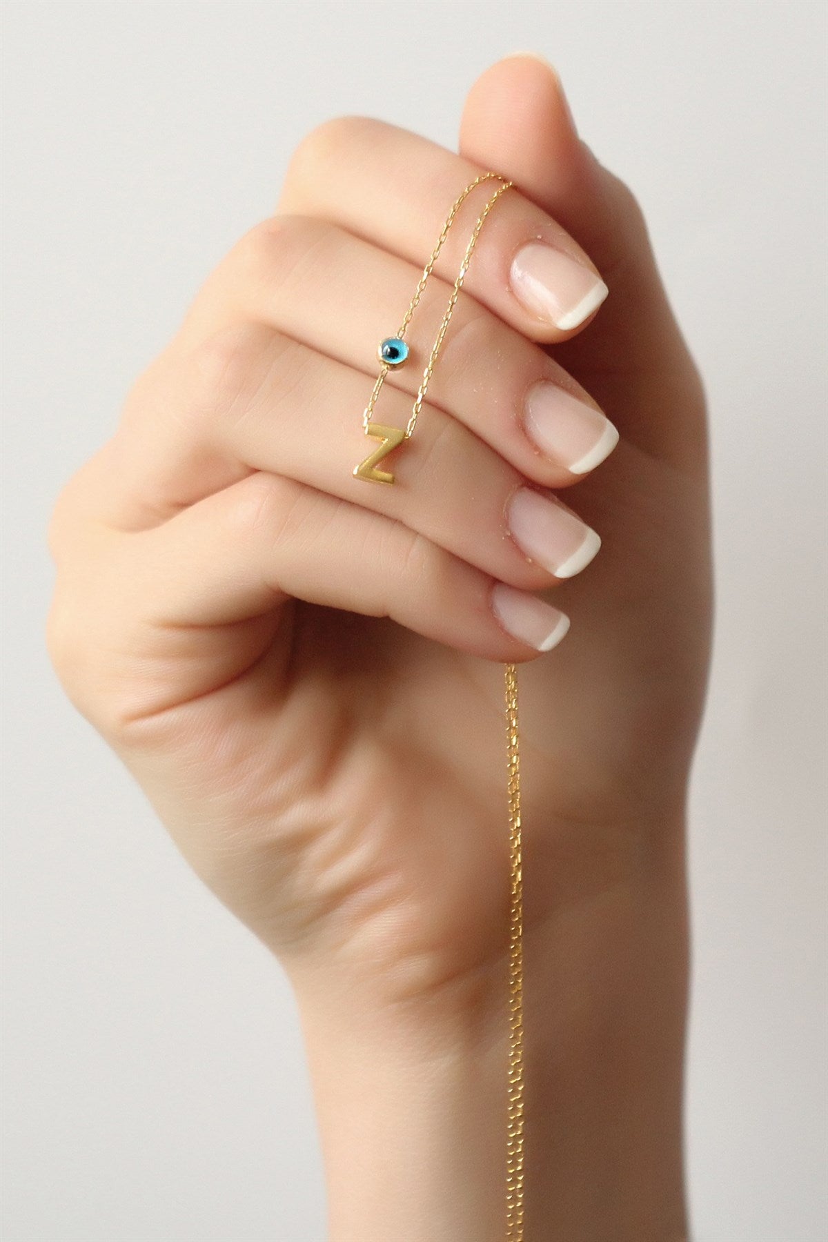 Silver Evil Eye Initial Necklace