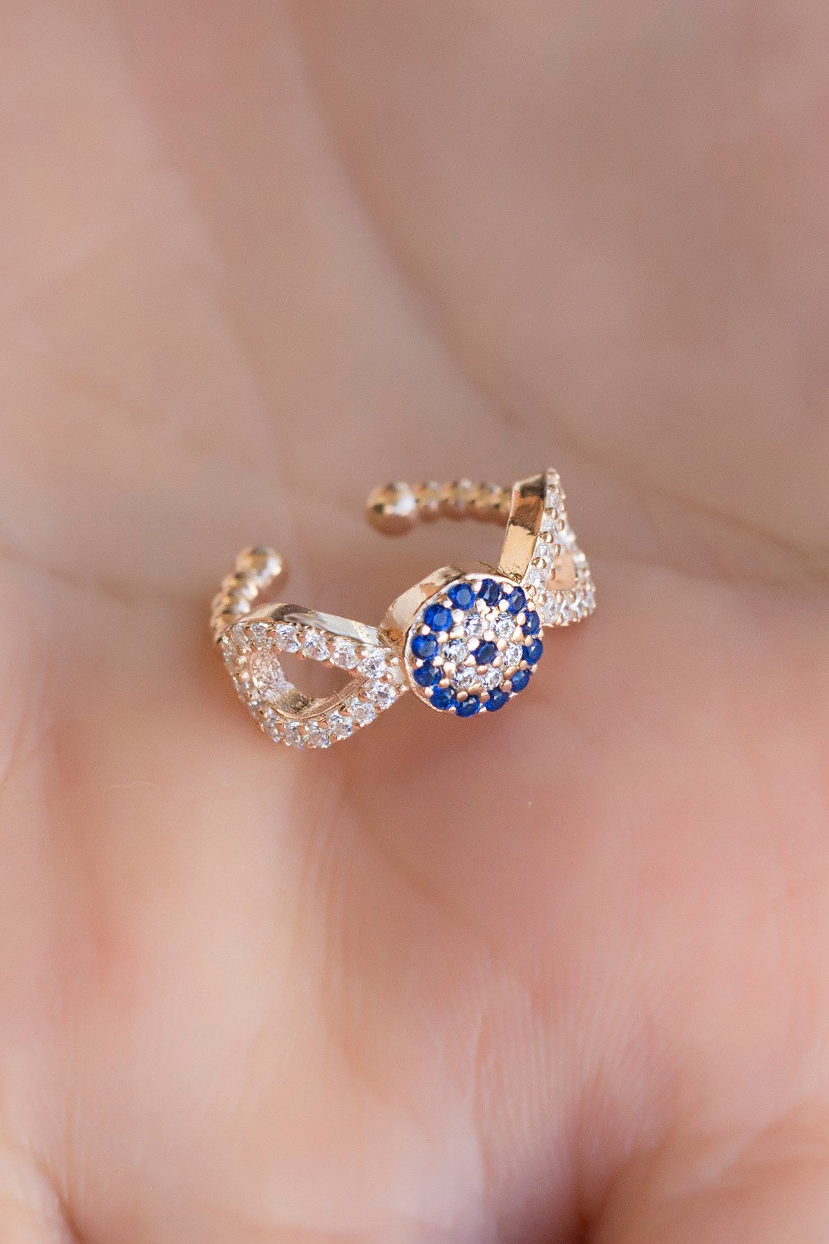 Silver Evil Eye Cartilage Earrings