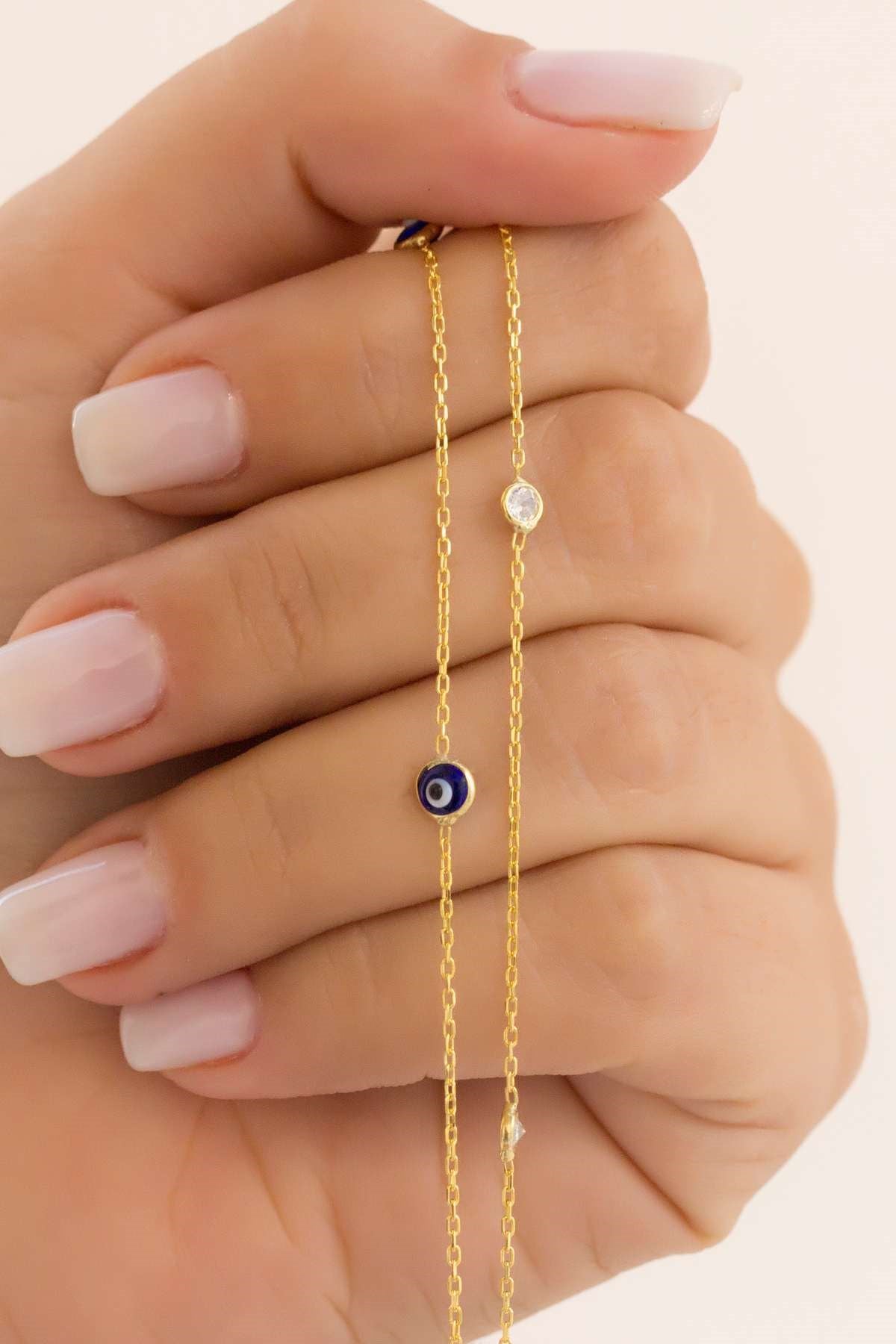 Silver Evil Eye Chain Bracelet