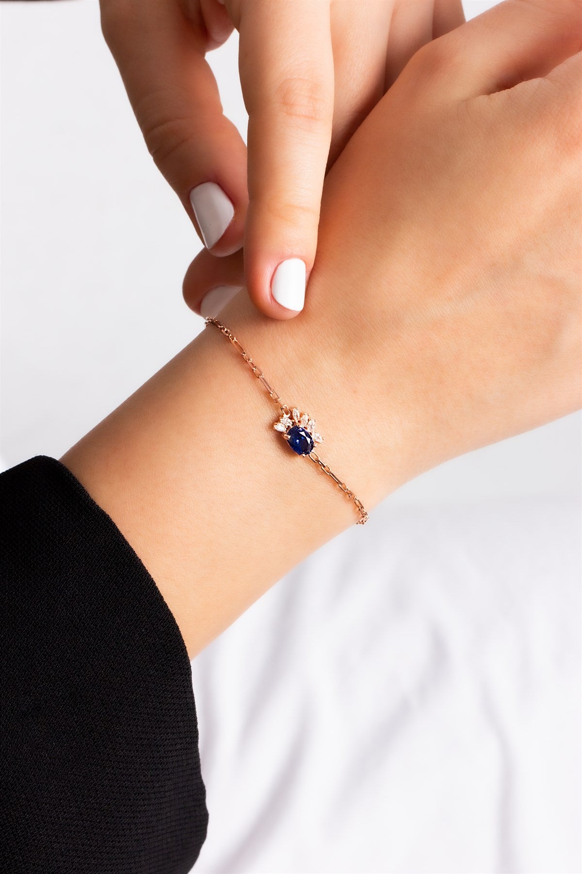 Silver Oval Sapphire Gemstone Necklace Earrings Bracelet Set