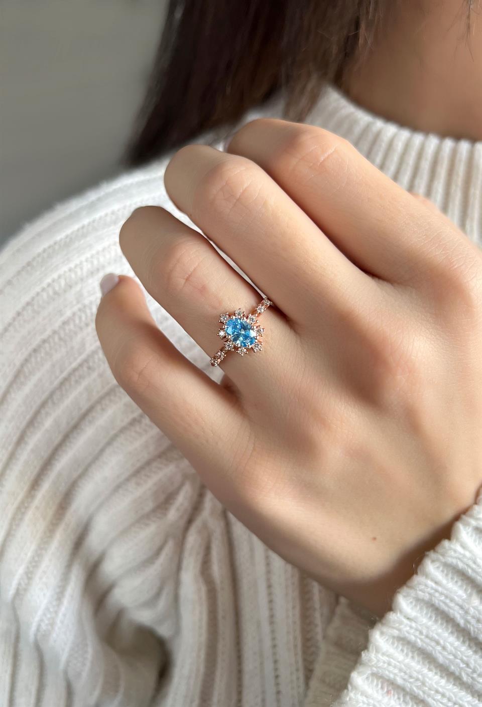 Silver Oval Gemstone Ring