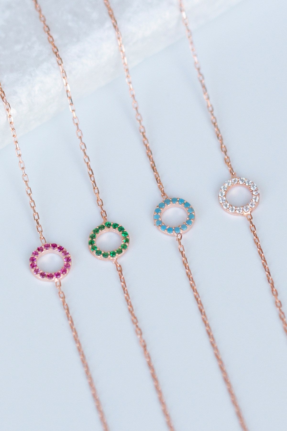 Silver Pink Gemstone Bracelet