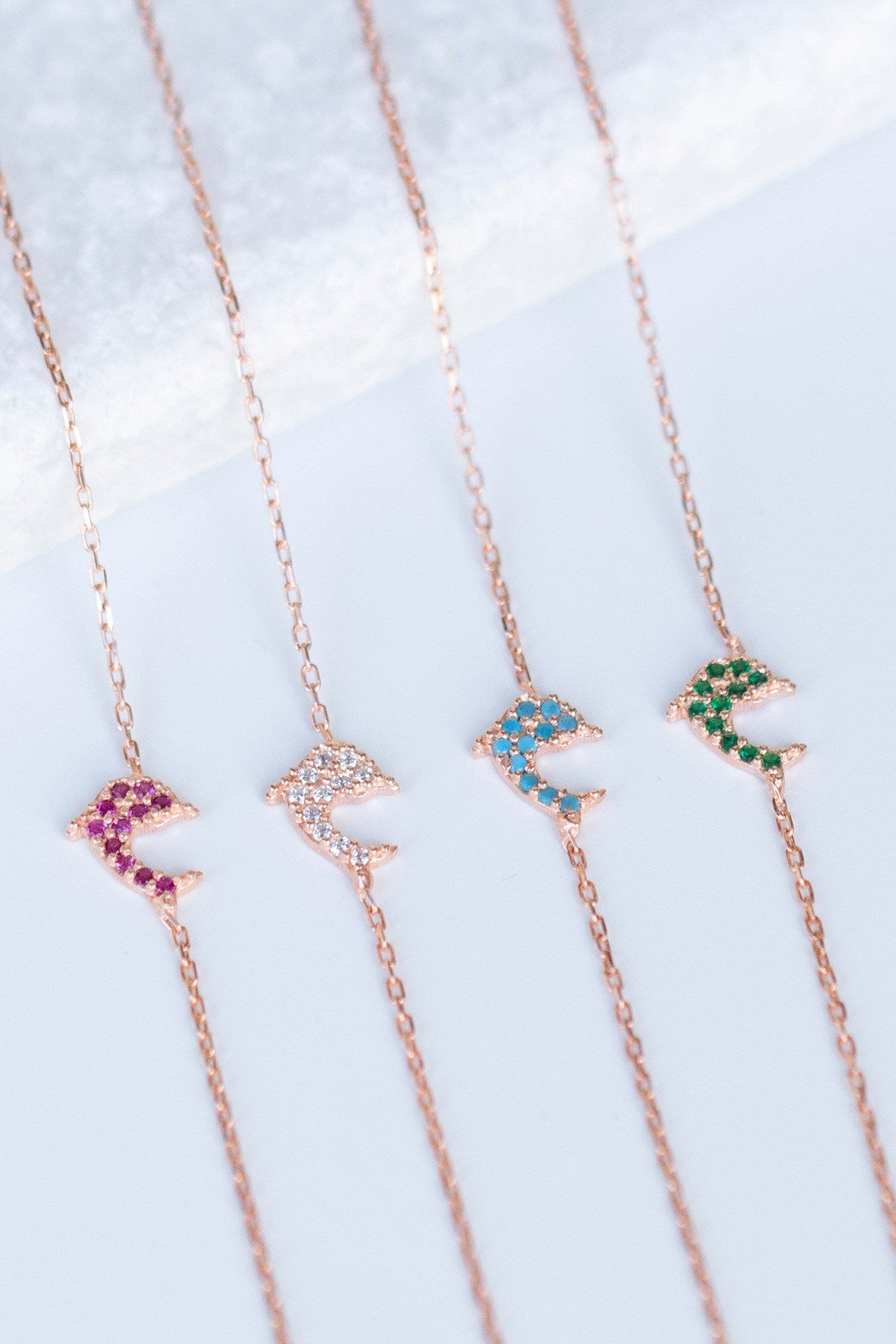 Silver Pink Gemstone Dolphin Bracelet