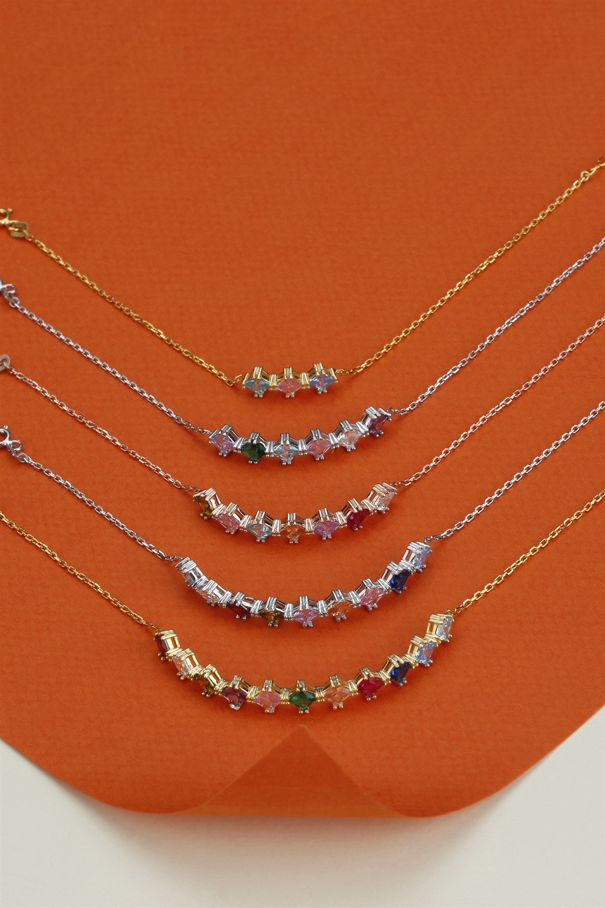 Silver Colorful Princess Gemstone Chain Bracelet