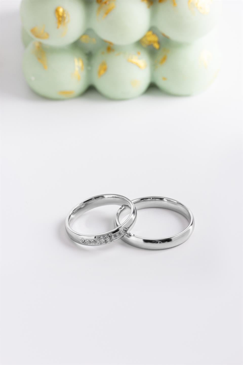 Alianza de plata con piedras preciosas de 3,5 mm