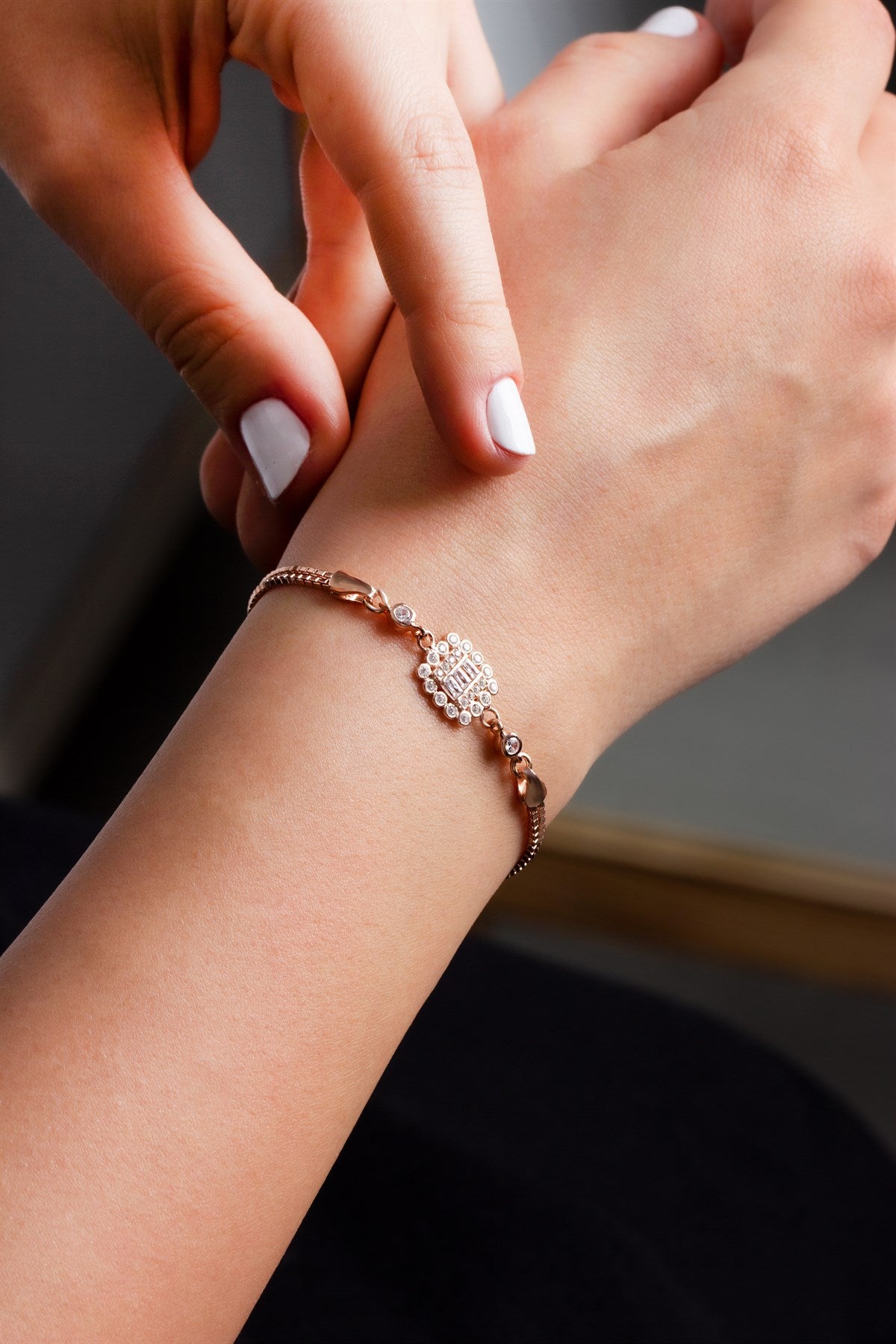 Pulsera de piedras preciosas baguette de plata