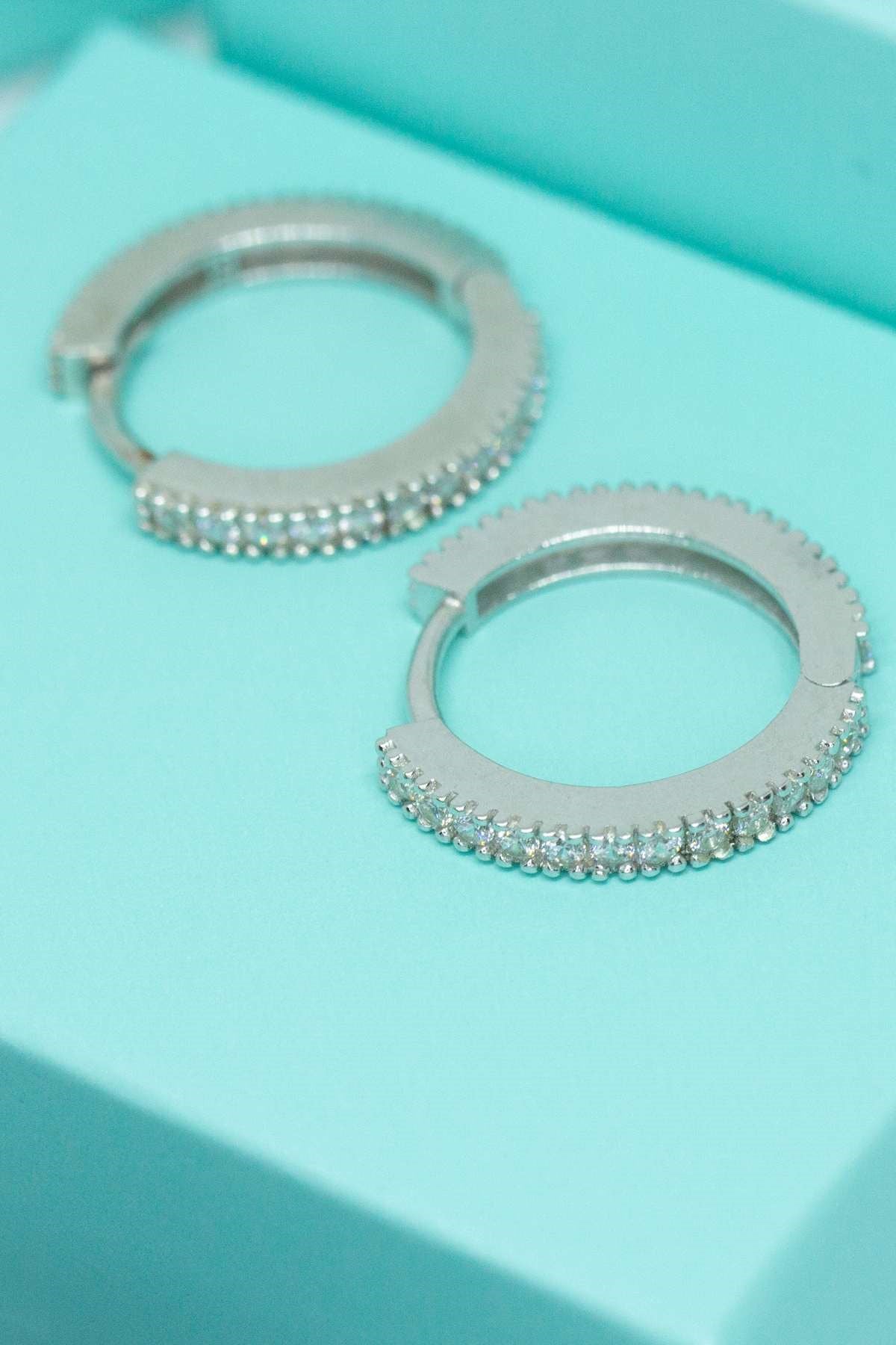 Silver Gemstone Large Size Hoop Earrings