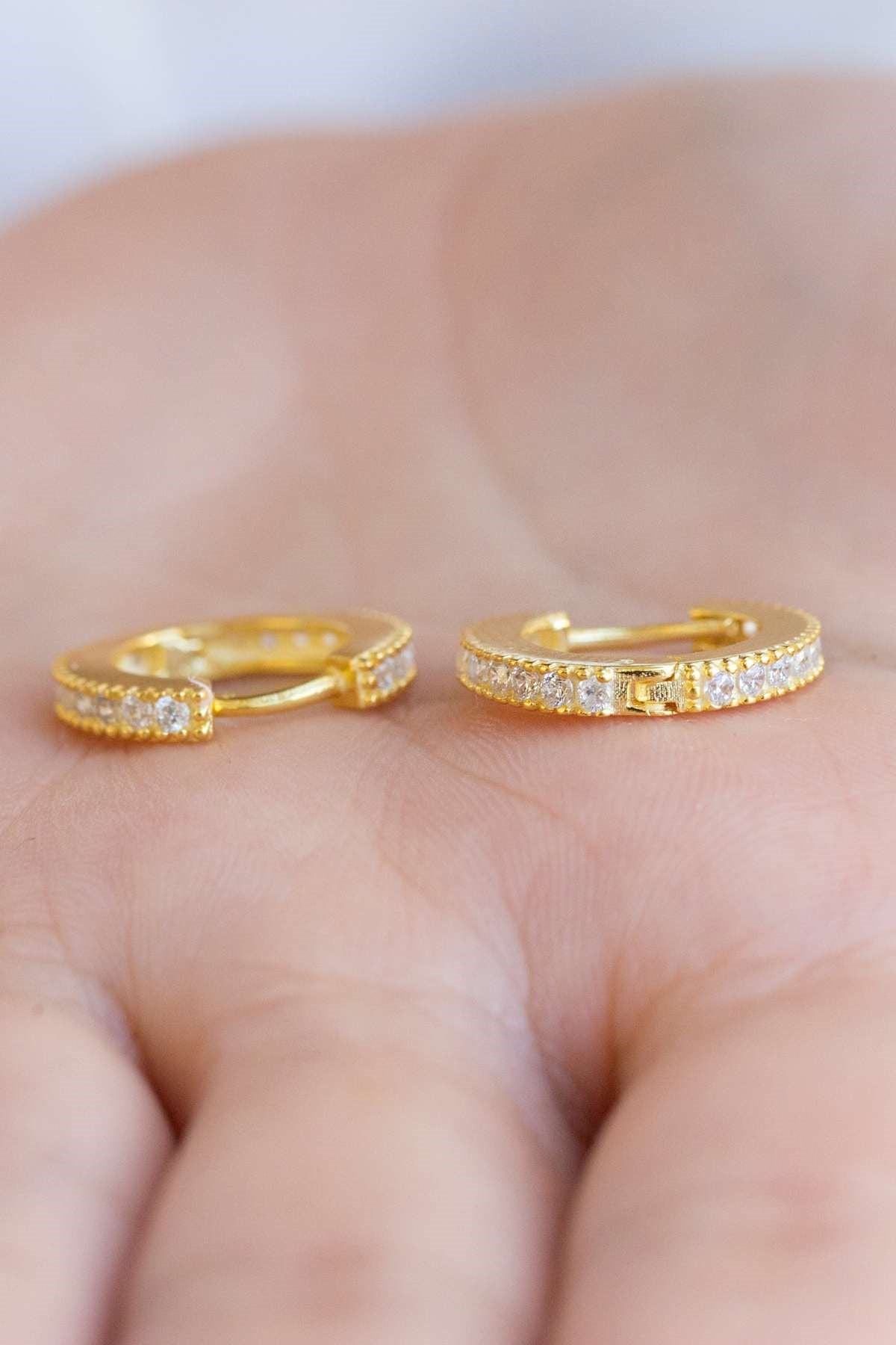 Silver Gemstone Large Size Hoop Earrings