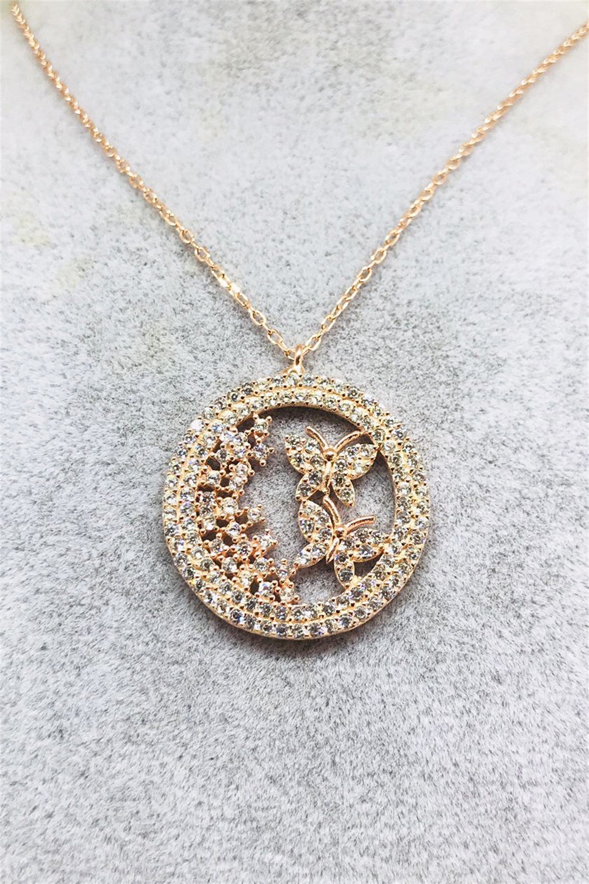 Silver Gemstone Ring Butterfly Necklace