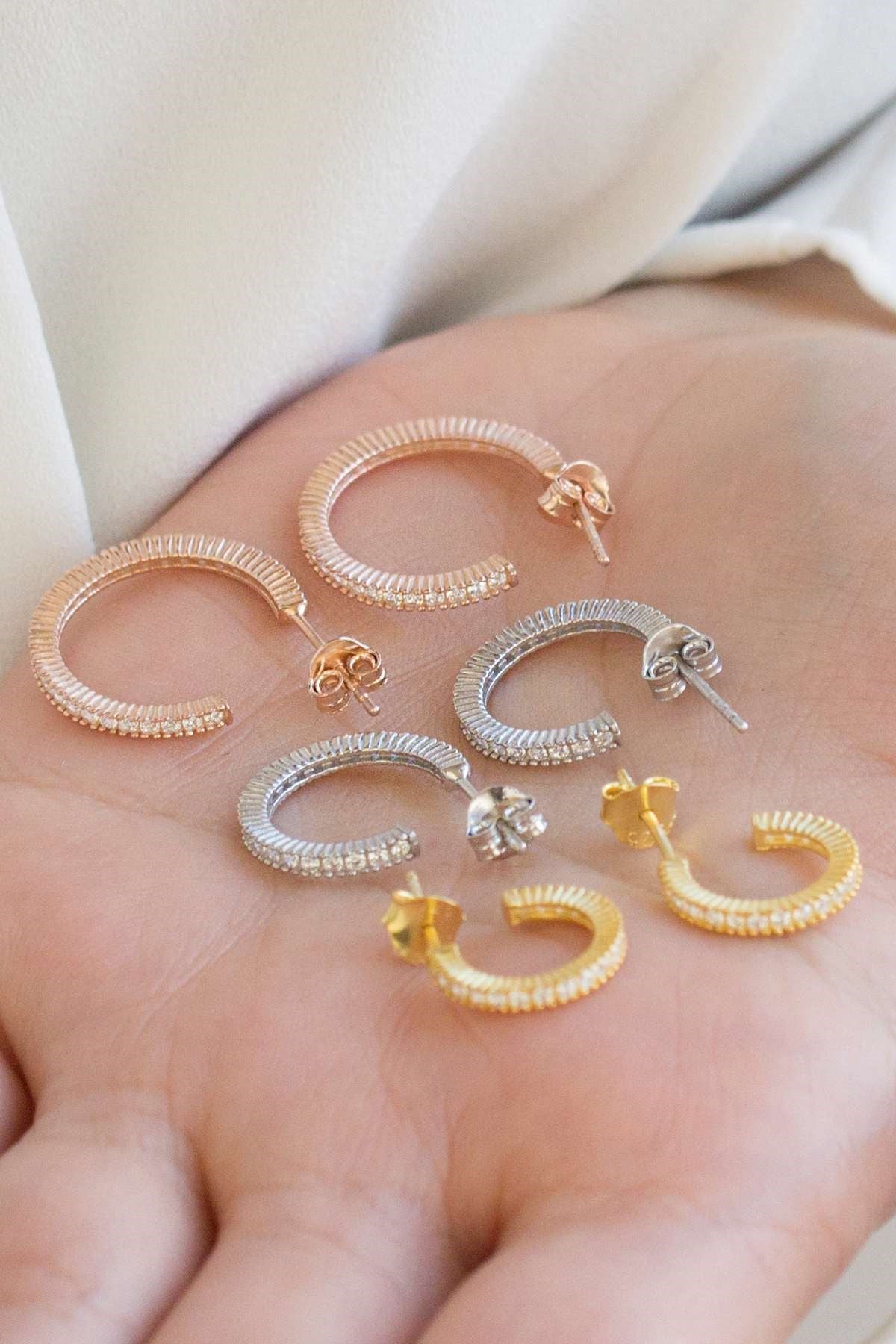 Silver Gemstone Hoop Earrings