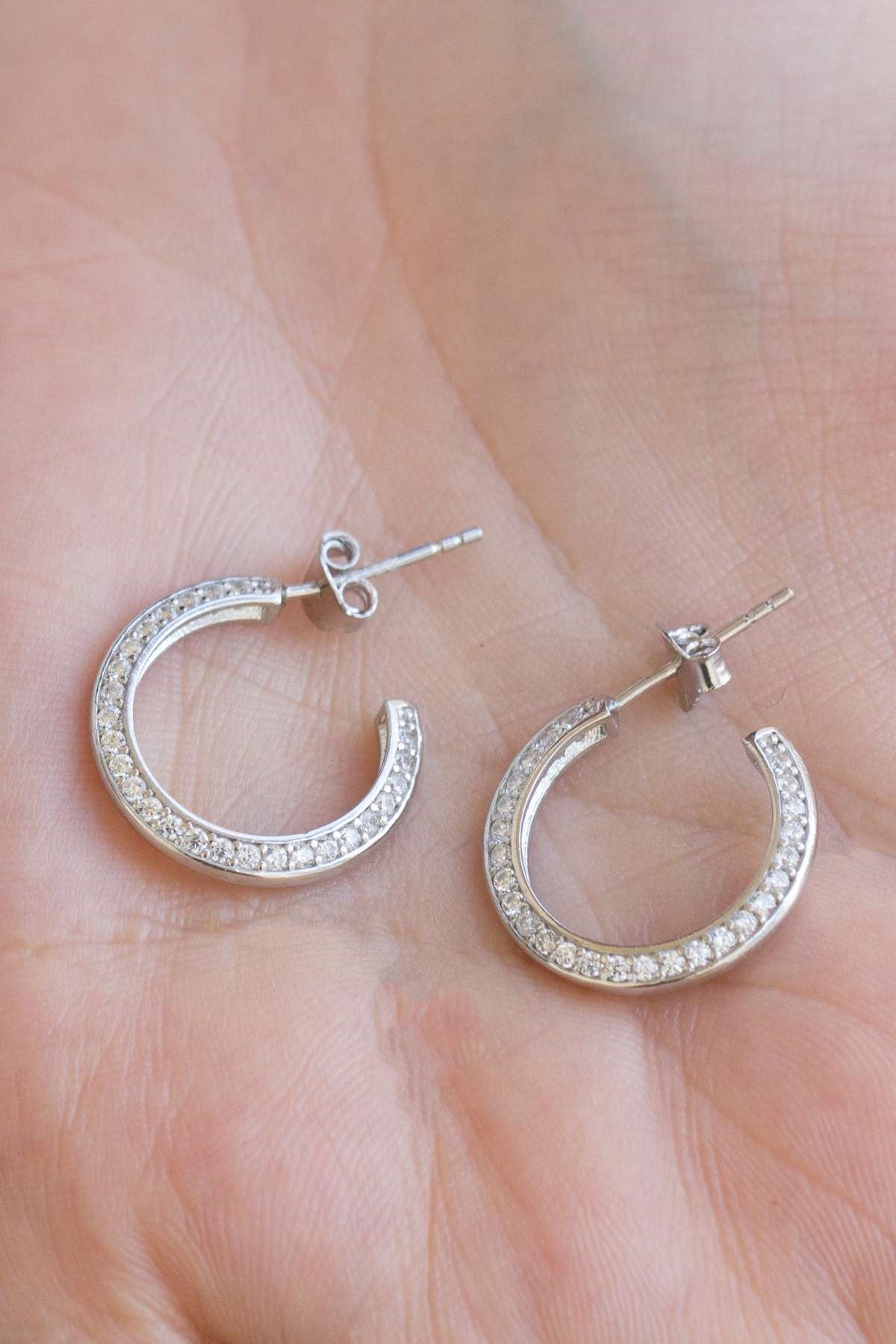 Silver Gemstone Hoop Earrings