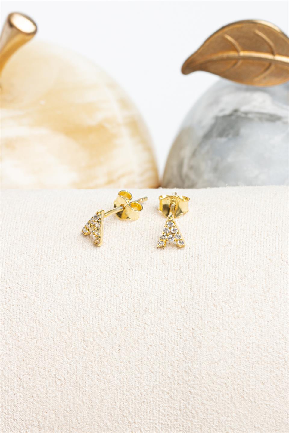 Silver Gemstone Initial Earrings