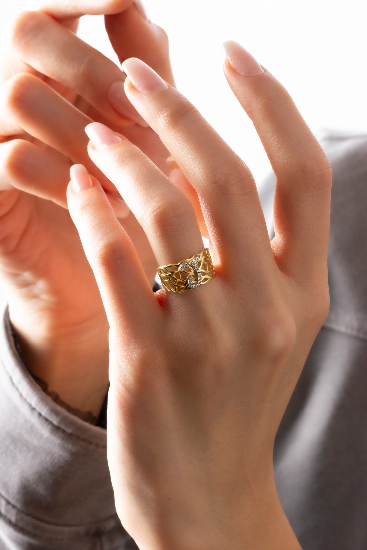 Silver Gemstone Initial Ring