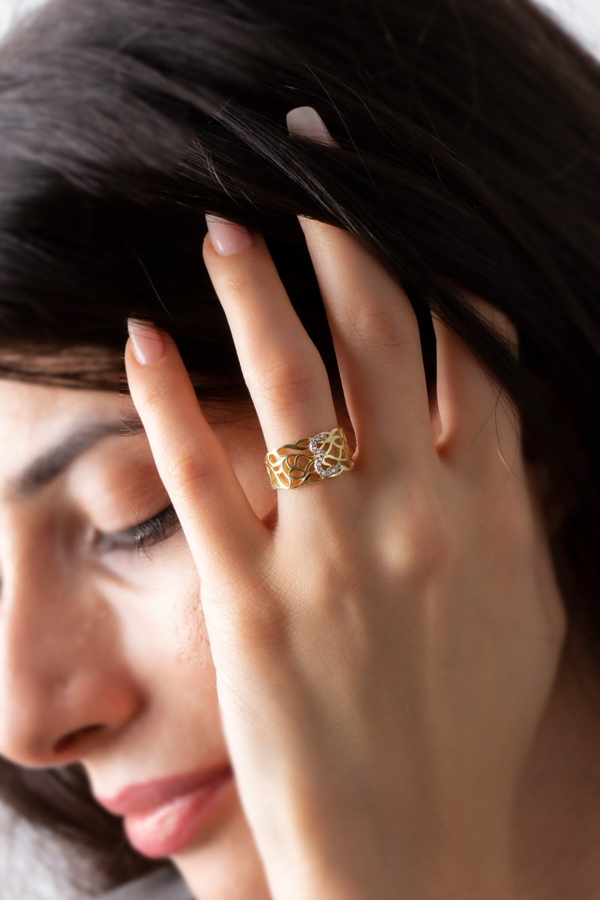 Silver Gemstone Initial Ring