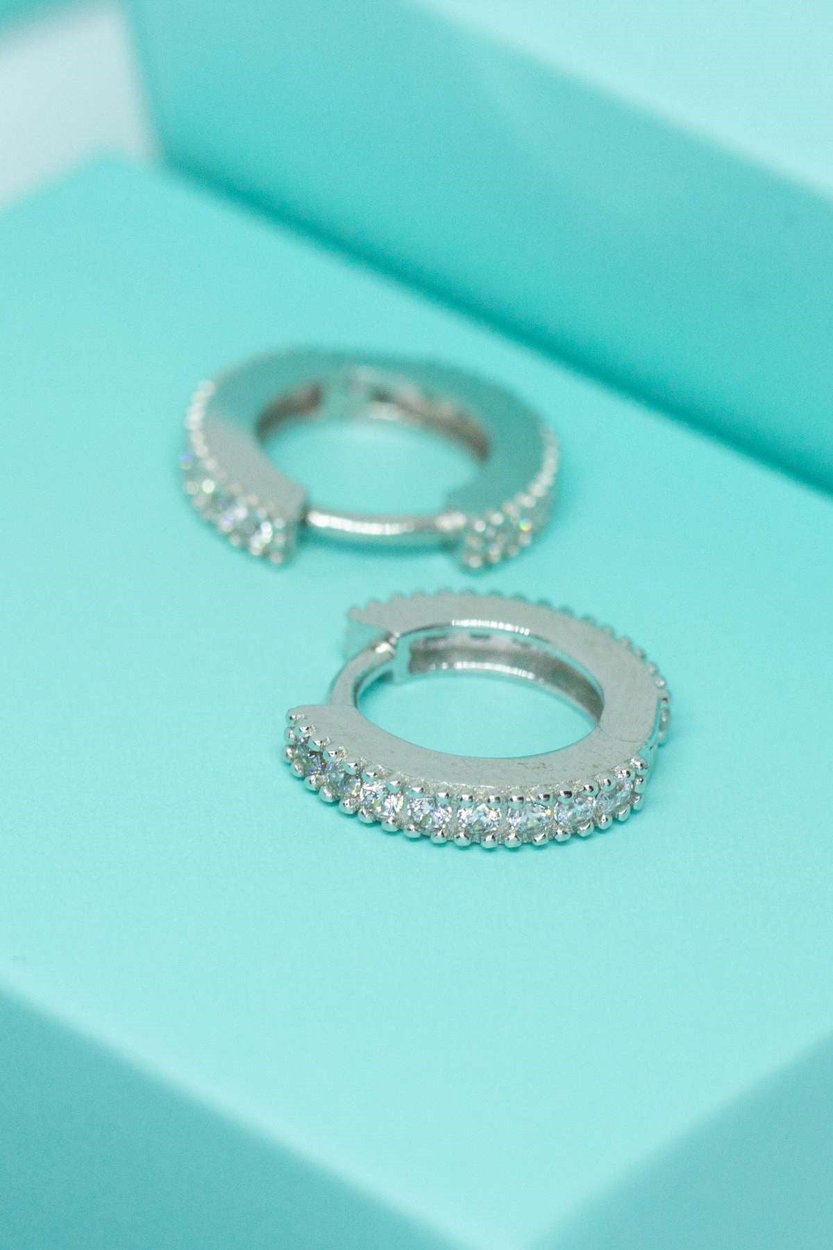 Silver Gemstone Small Size Hoop Earrings