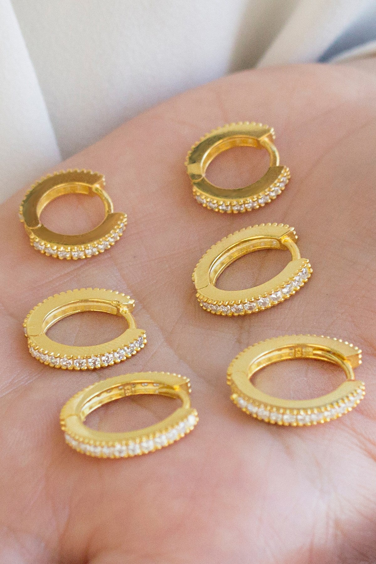 Silver Gemstone Small Size Hoop Earrings