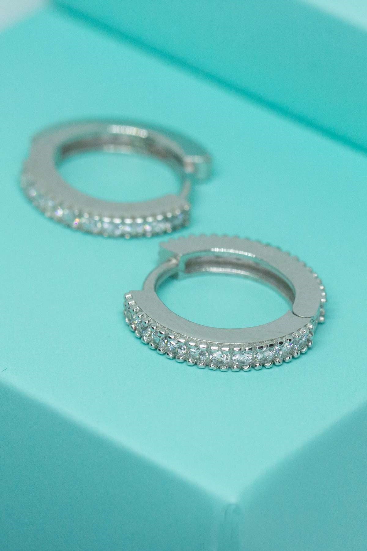 Silver Gemstone Medium Size Hoop Earrings