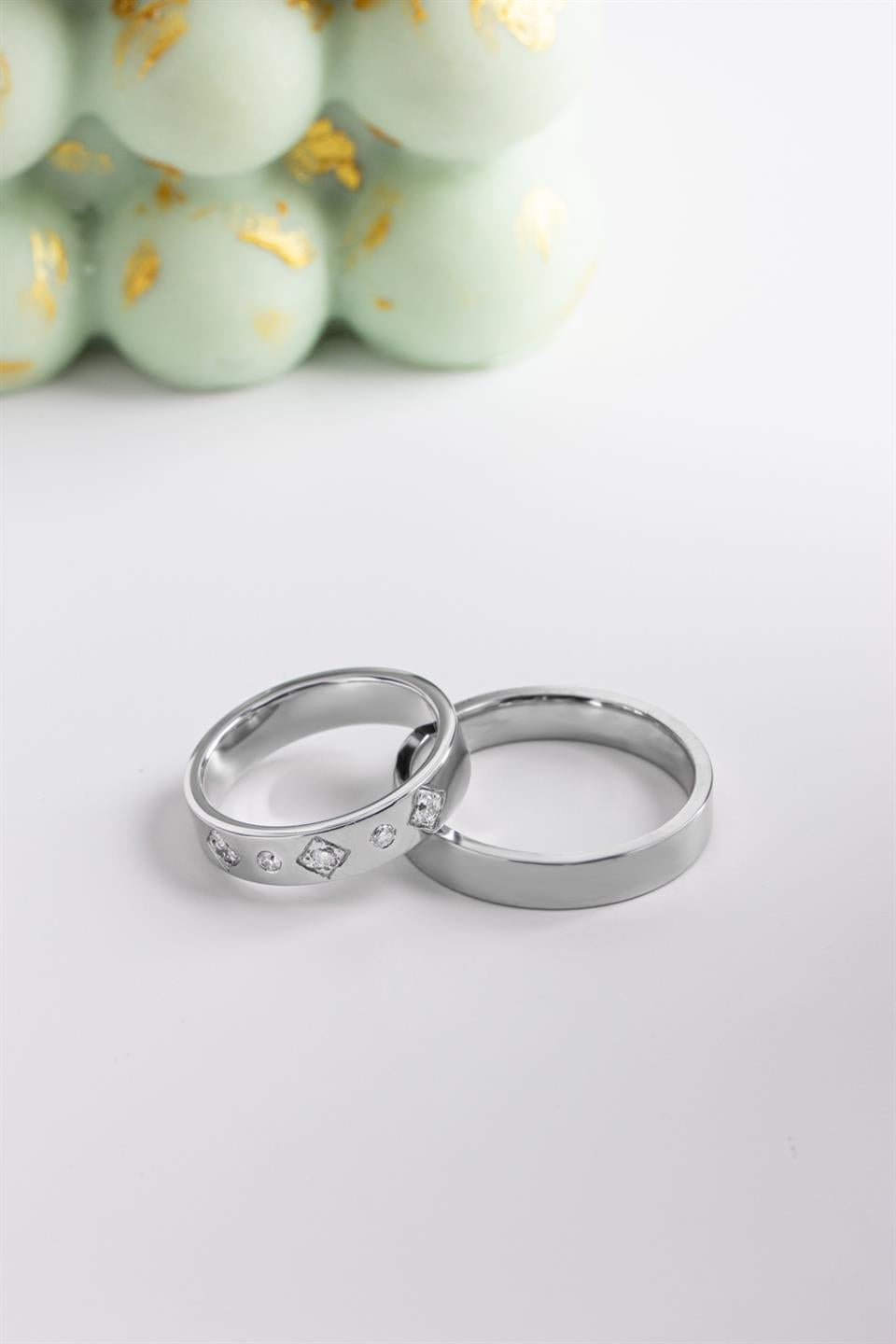 Alianza de plata con piedras preciosas de 4,5 mm / sin piedras preciosas