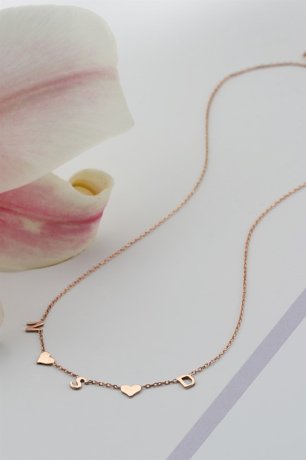 Silver Triple Heart Initial Necklace