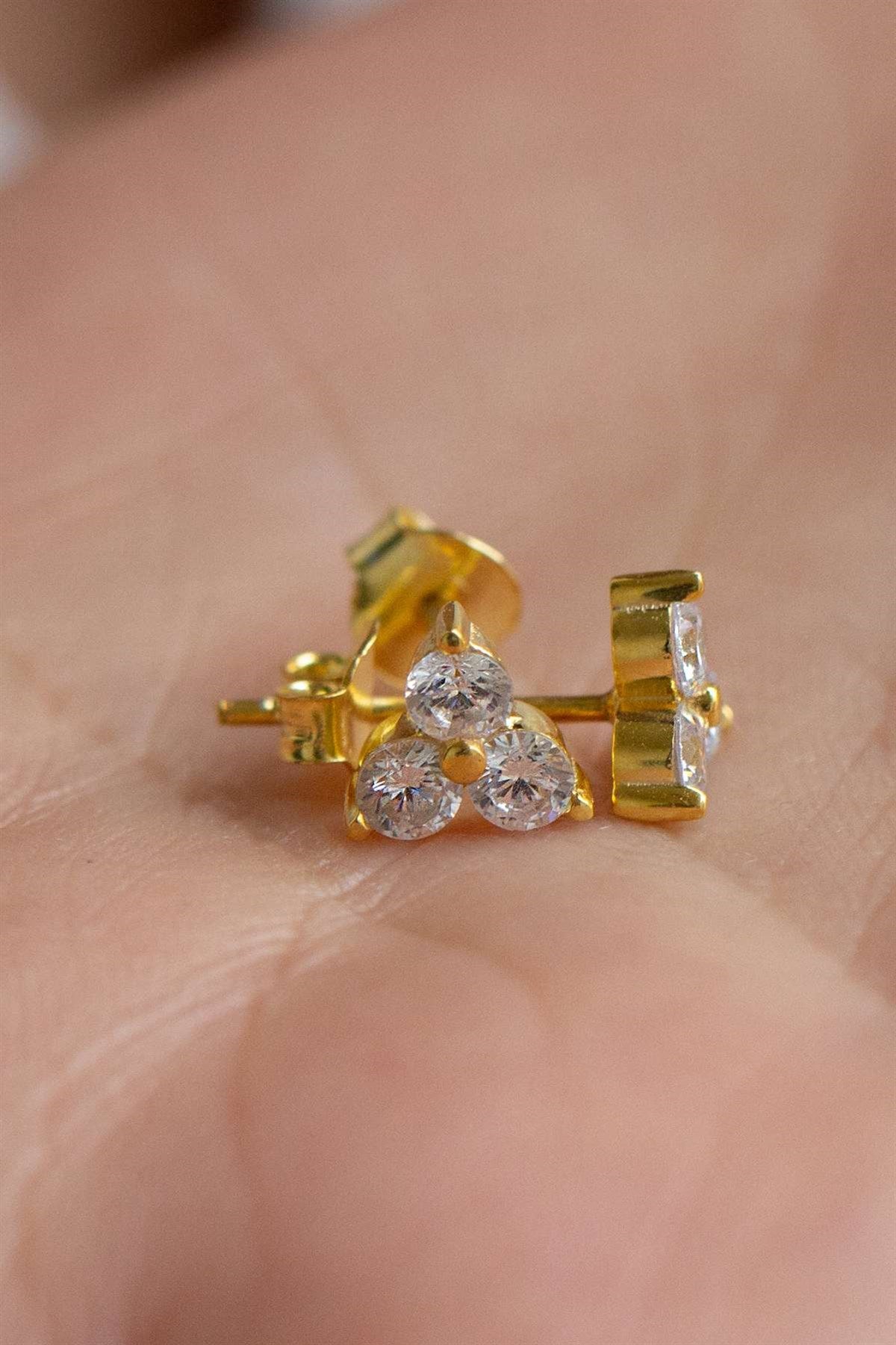 Silver Three Stoness Earrings