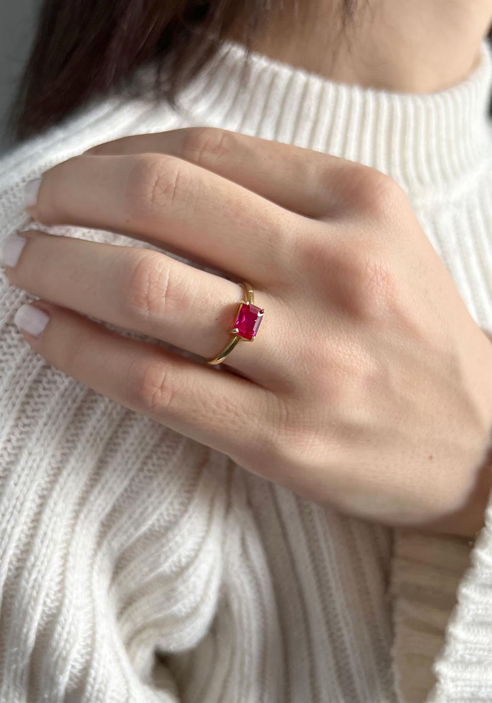 Silver Ruby Gemstone Ring