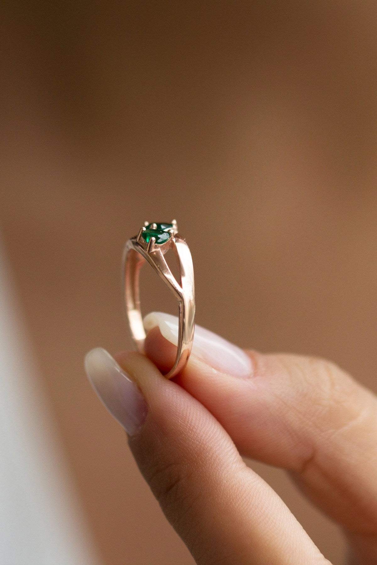 Silver Green Heart Gemstone Ring