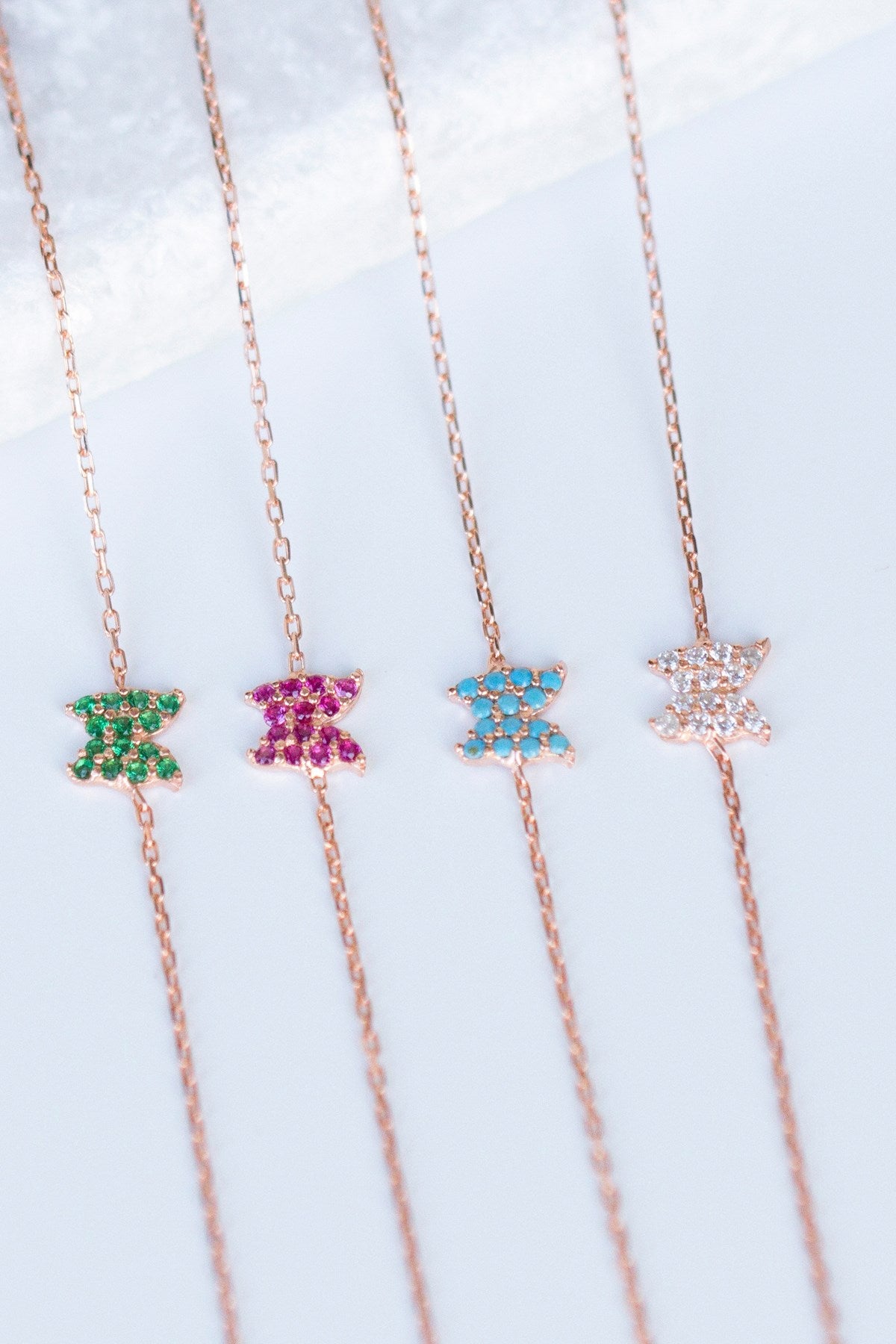 Silver Green Gemstone Butterfly Bracelet