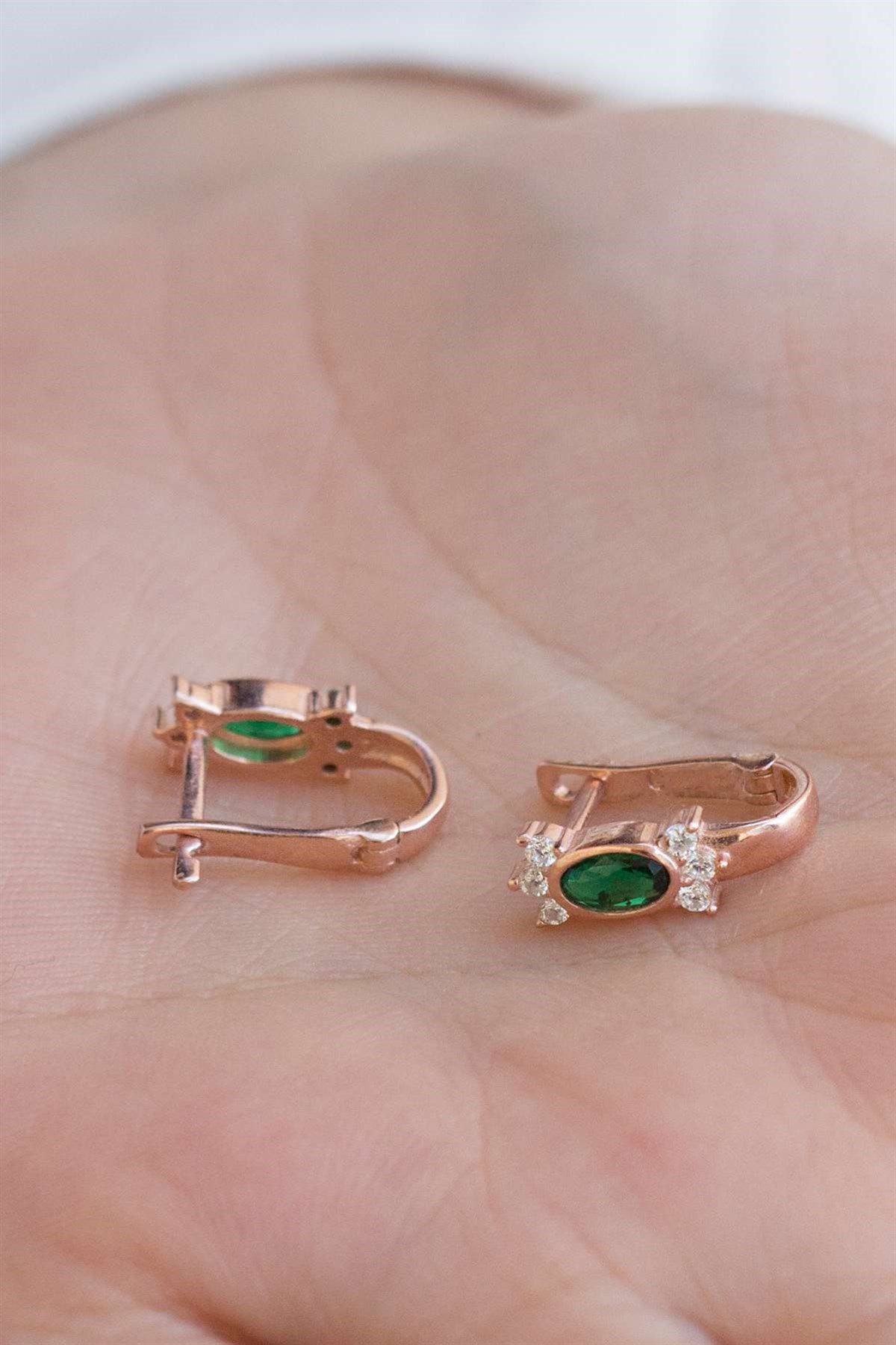 Silver Green Gemstone Earrings