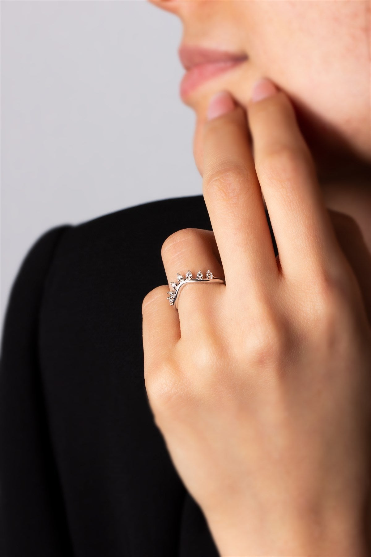 Silver Gemstone Minimal Ring