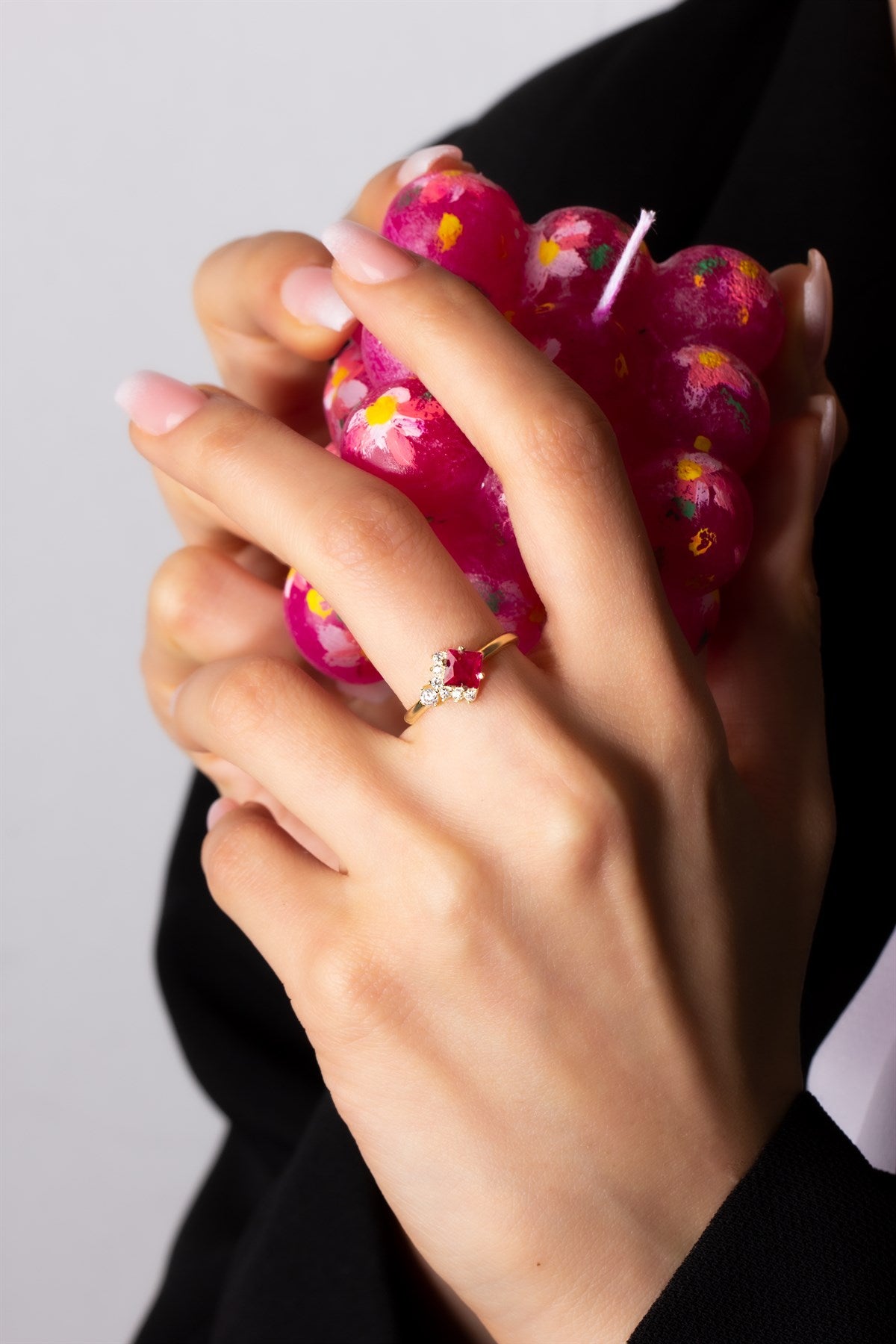 Silver Ruby Princess Gemstone Ring