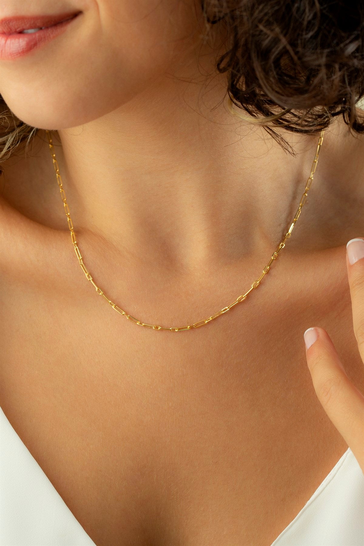 Silver Paper Clip Chain Necklace