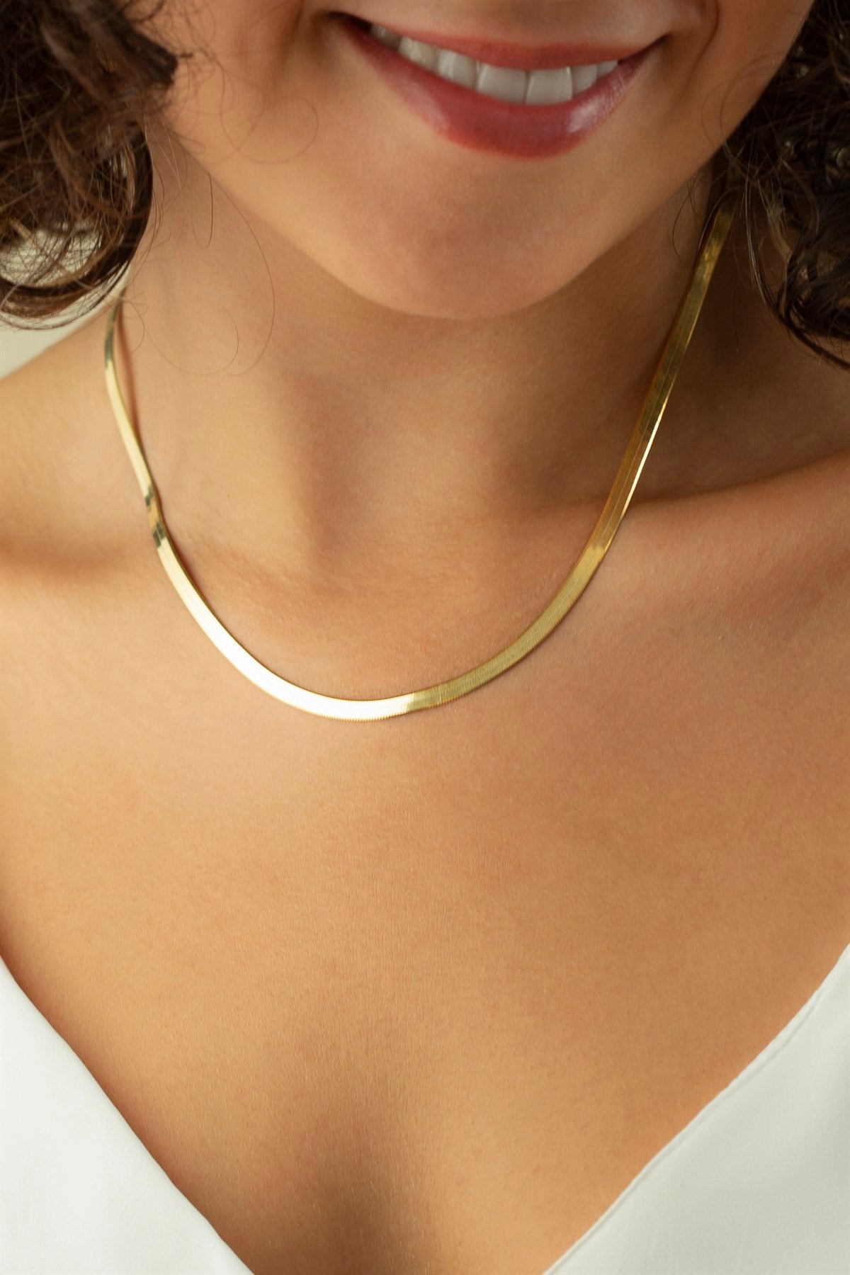 Silver İtalyan Yassı Chain Necklace