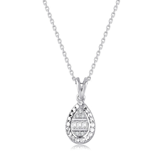 0.06 Carat Diamond Baguette Necklace
