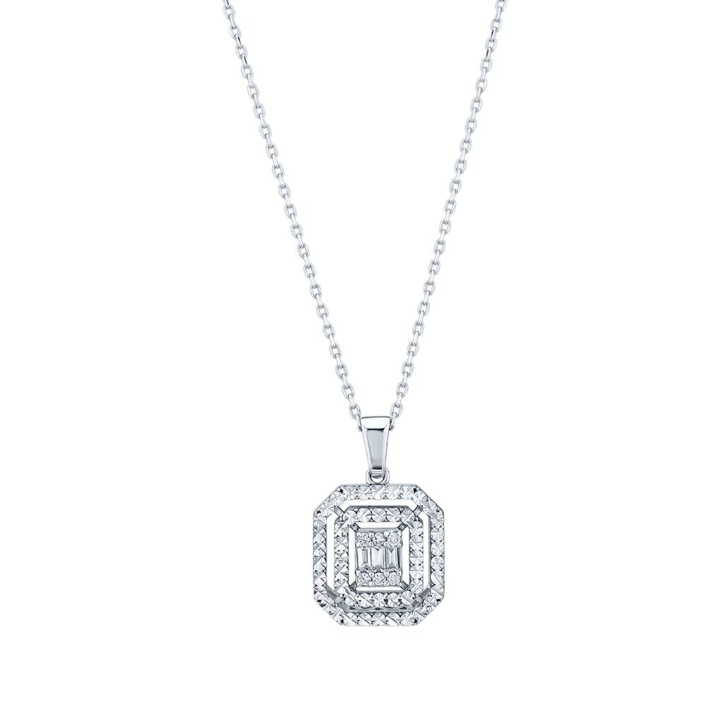 0.07 Carat Diamond Baguette Necklace
